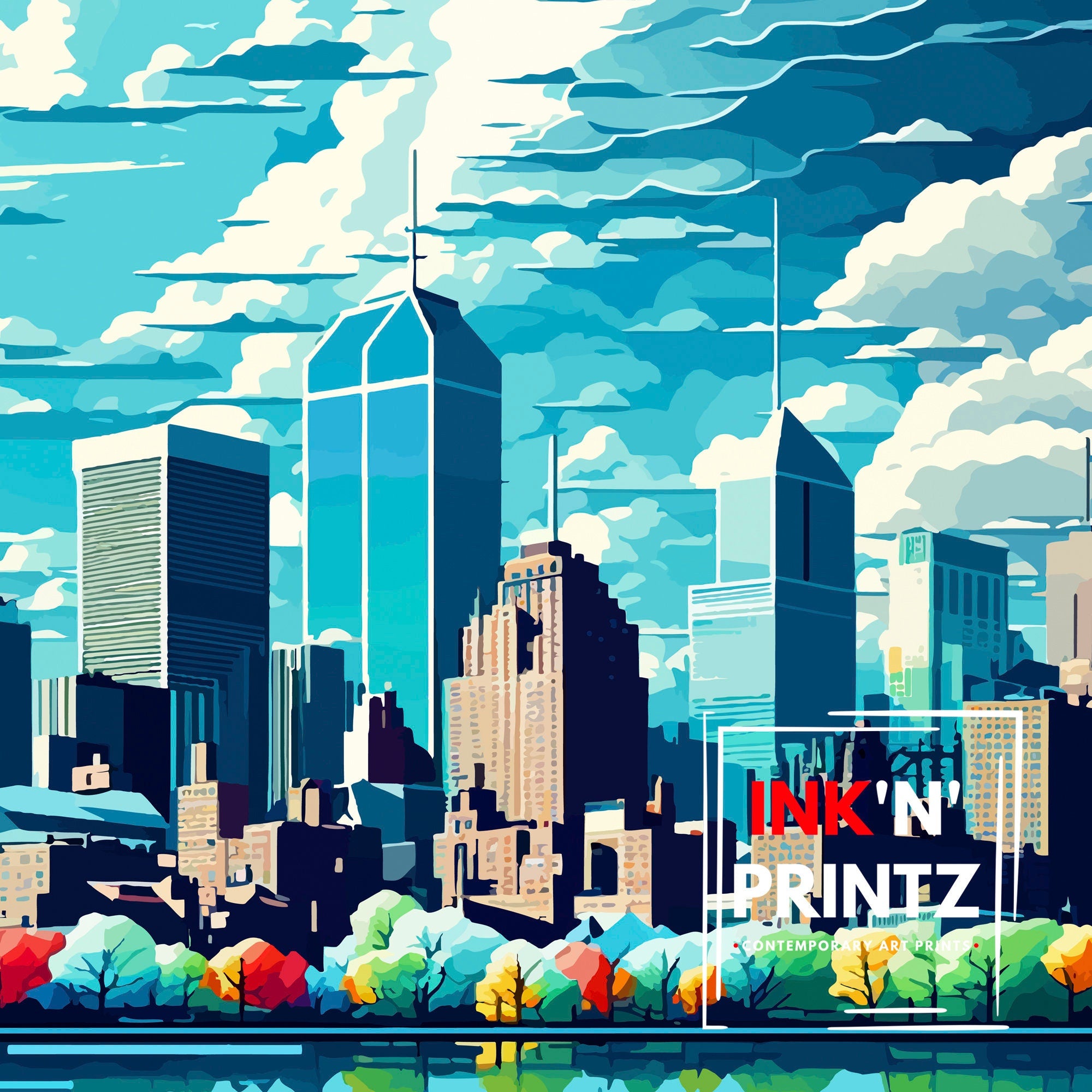 Montreal Skyline Art Print, Canada Travel Poster