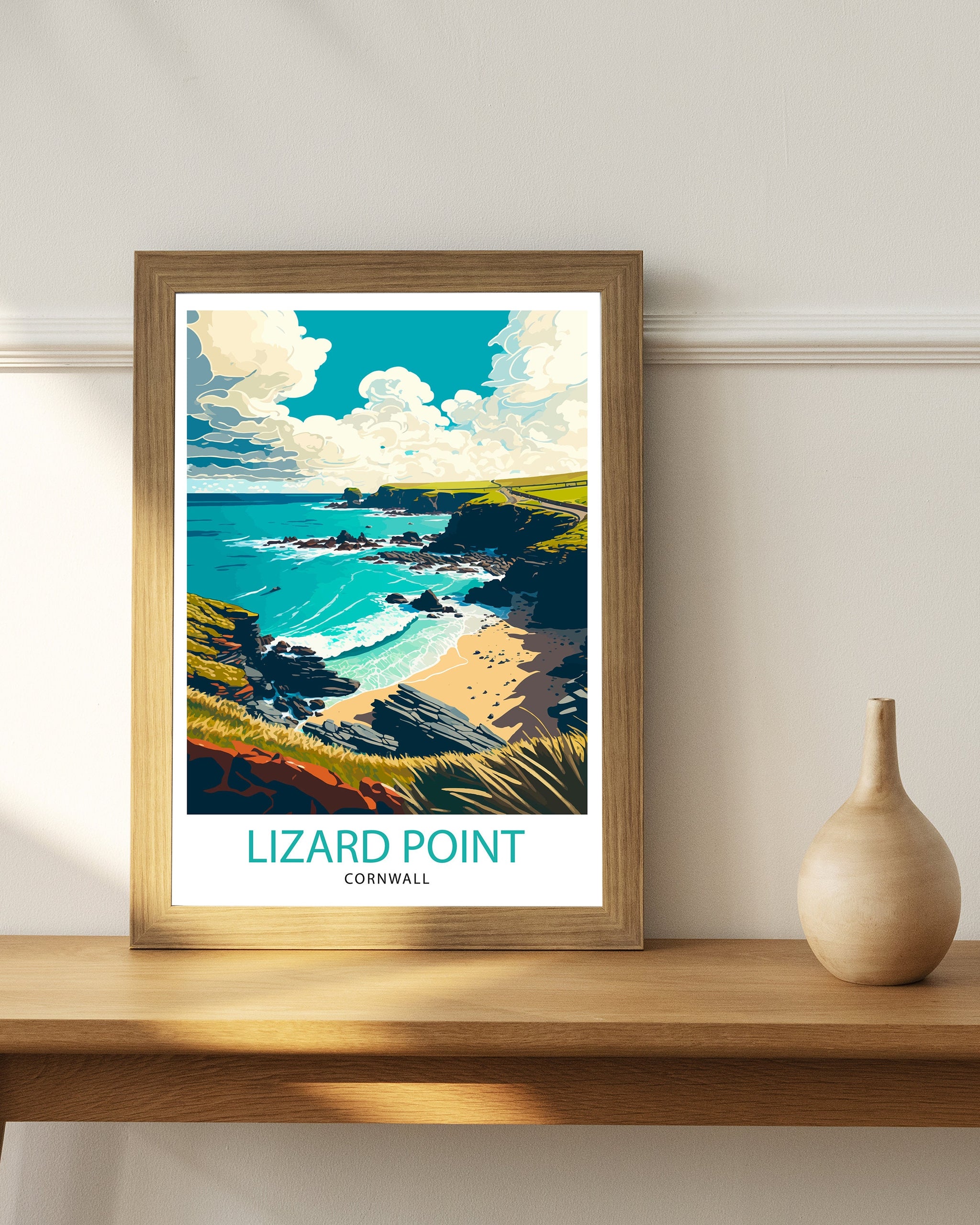 Lizard Point Cornwall Travel Illustration Print
