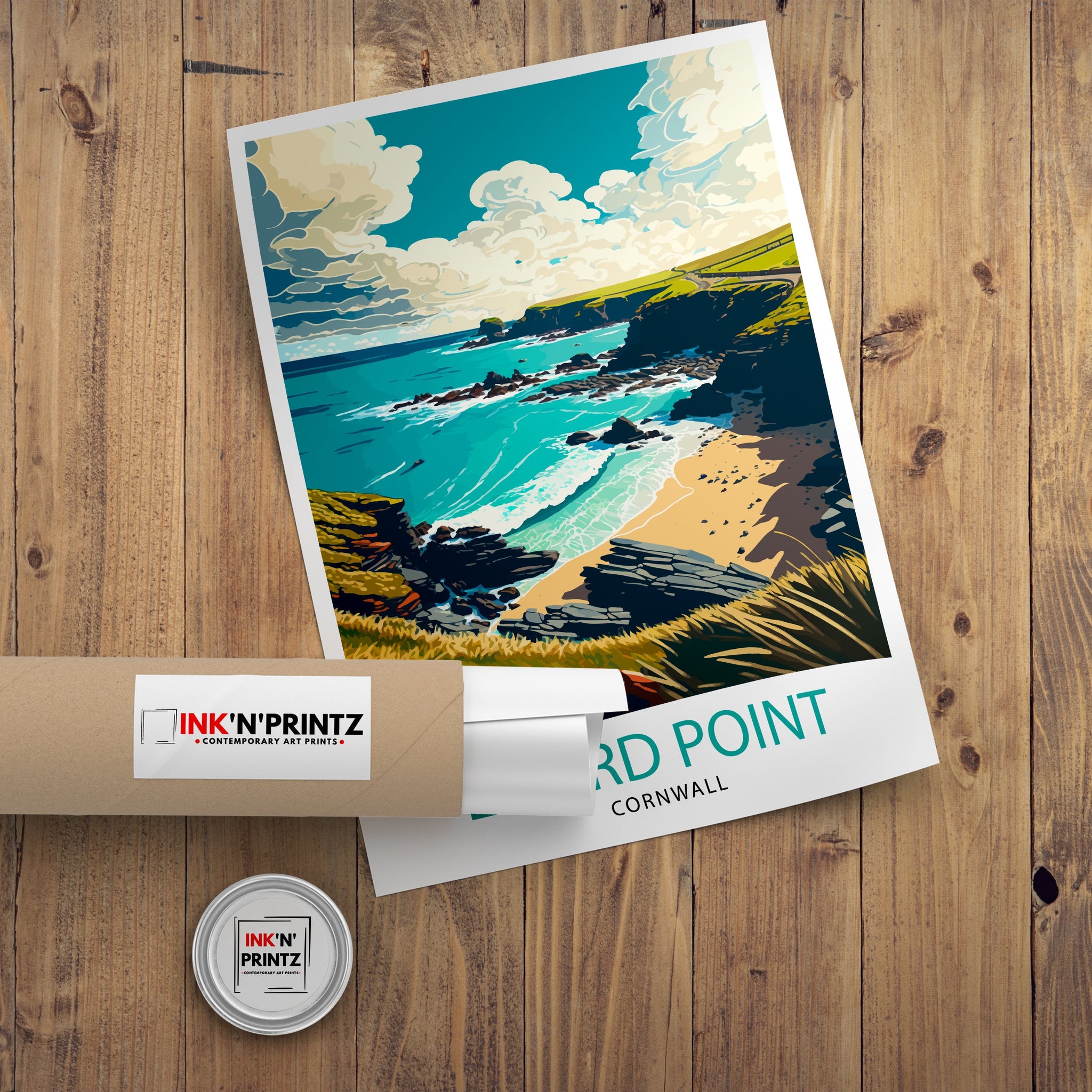 Lizard Point Cornwall Travel Illustration Print