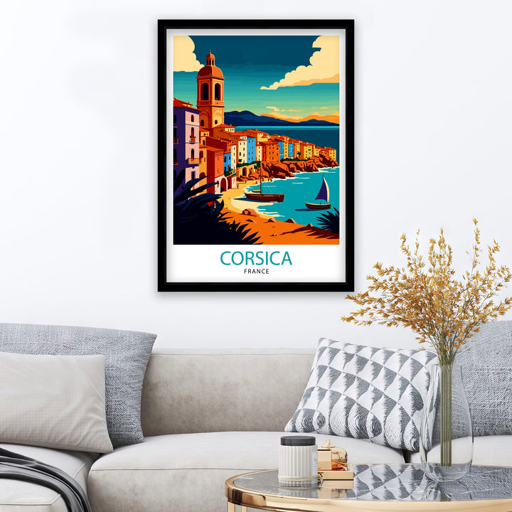 Corsica France Travel Poster Corsica Wall Art Corsica Home Decor Corsica Illustration Travel Poster Corsica Gift France Home Decor