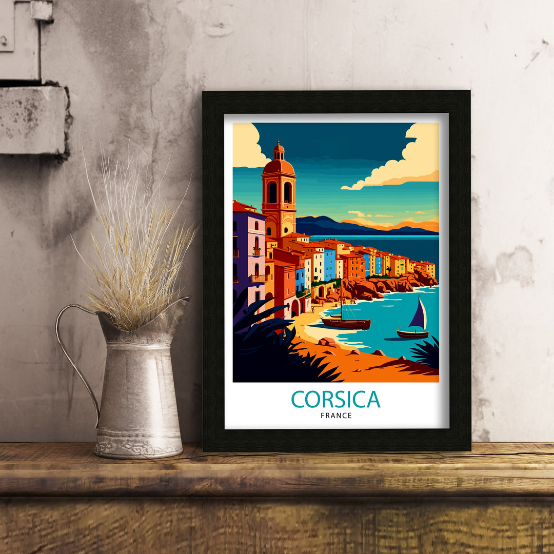 Corsica France Travel Poster Corsica Wall Art Corsica Home Decor Corsica Illustration Travel Poster Corsica Gift France Home Decor