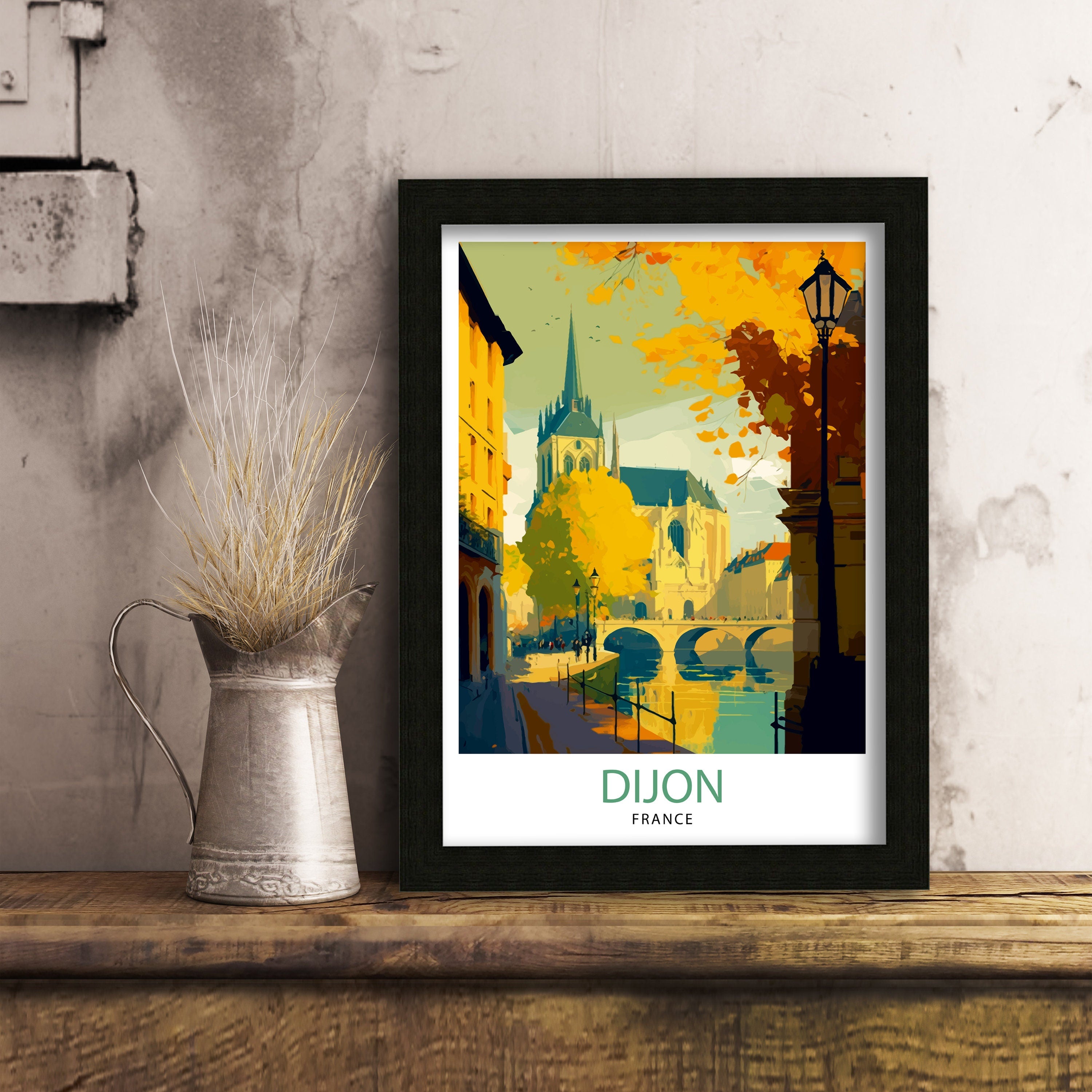 Dijon France Travel Print Dijon Wall Art Dijon Home Decor Dijon France Illustration Travel Poster Gift For Dijon France Home Decor