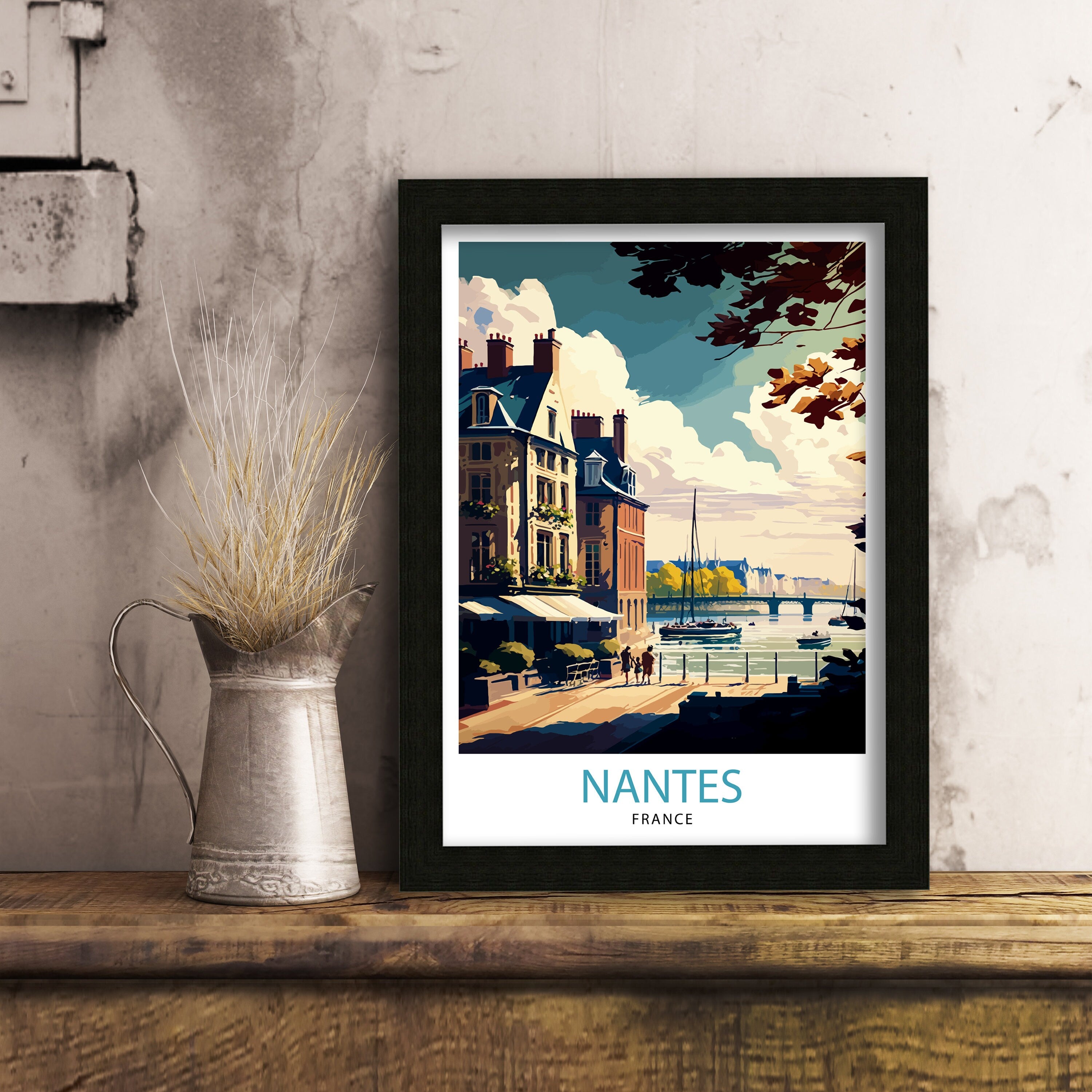 Nantes France Travel Print Nantes Wall Decor Nantes Illustration Nantes Travel Poster Gift For Nantes France Home Decor