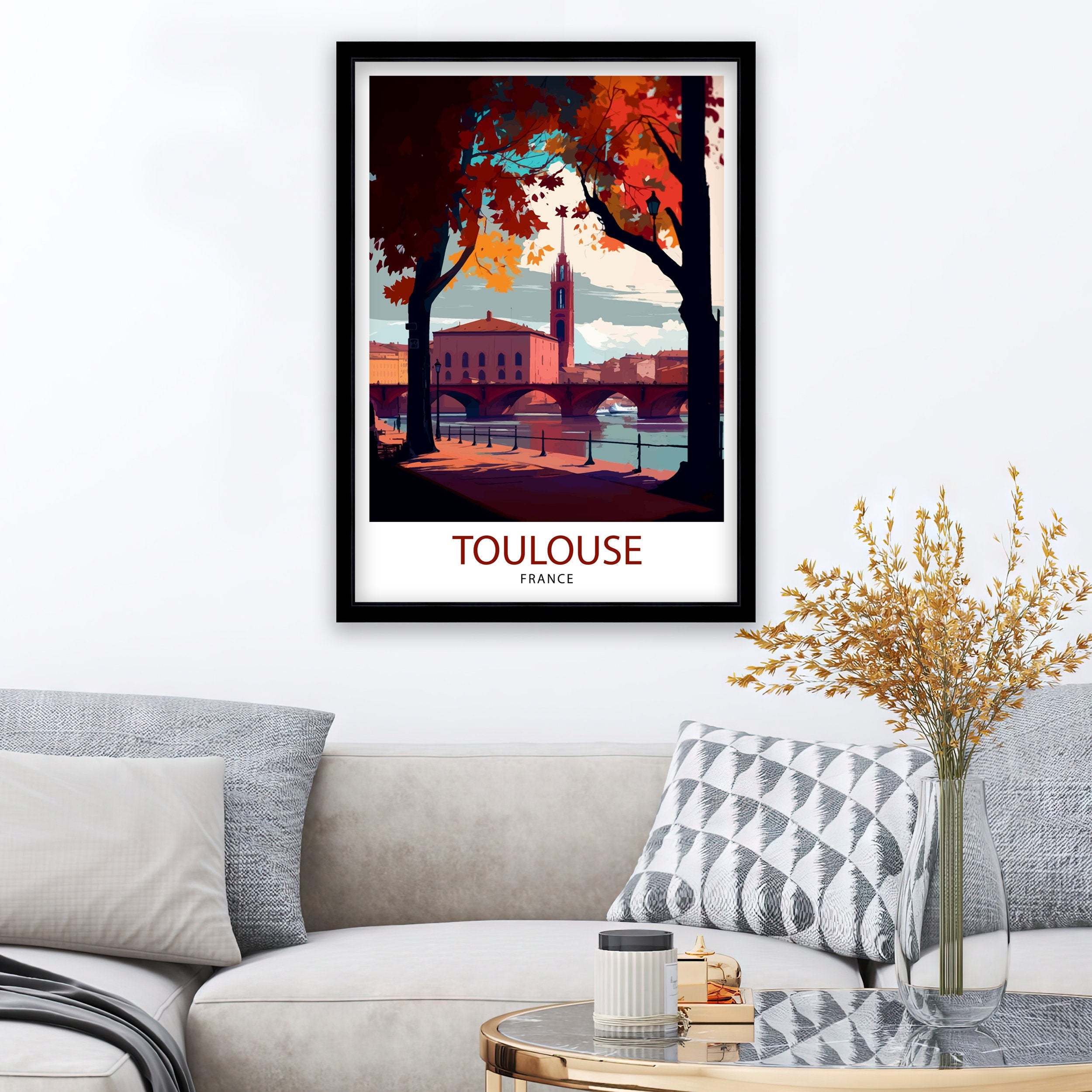 Toulouse France Travel Print Toulouse Wall Art Toulouse Home Decor Toulouse Illustration Toulouse Travel Poster France Print, France Wall