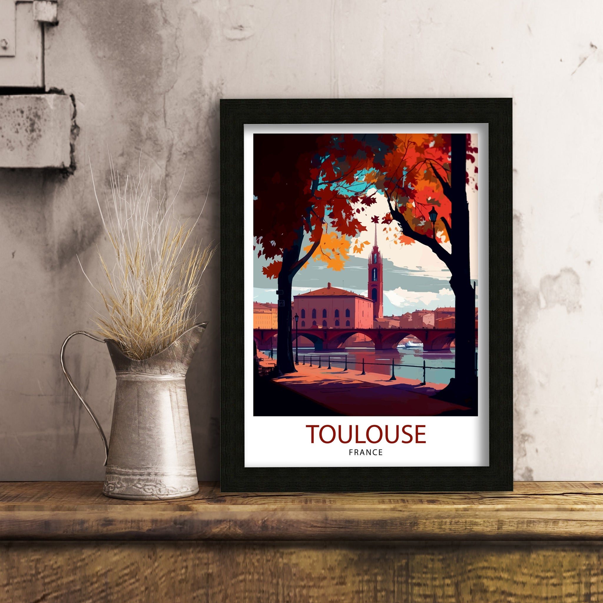 Toulouse France Travel Print Toulouse Wall Art Toulouse Home Decor Toulouse Illustration Toulouse Travel Poster France Print, France Wall