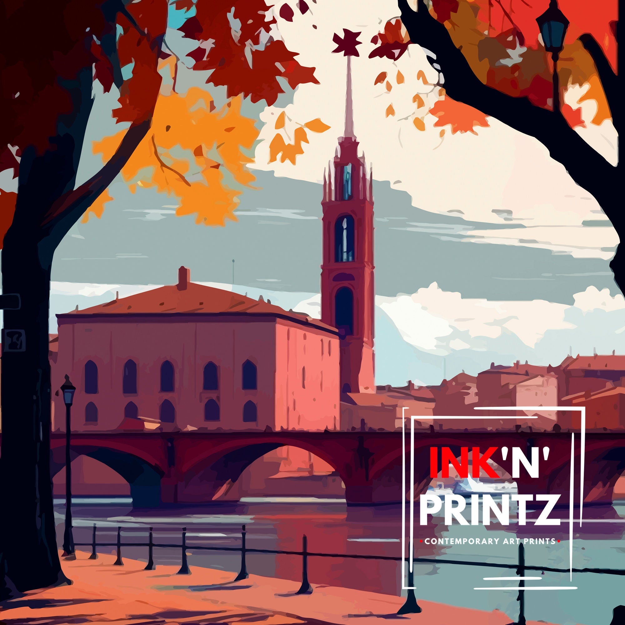 Toulouse France Travel Print Toulouse Wall Art Toulouse Home Decor Toulouse Illustration Toulouse Travel Poster France Print, France Wall