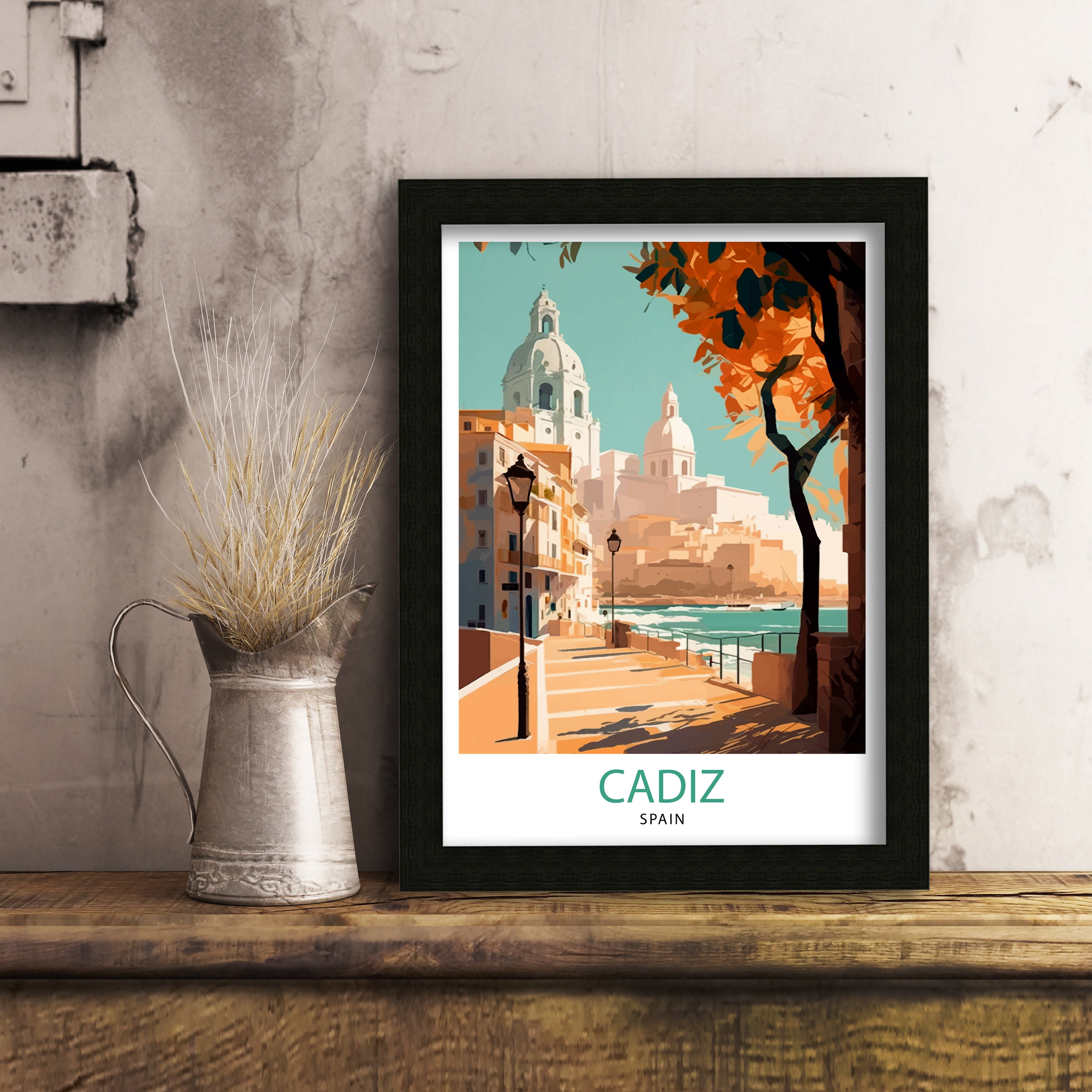 Cadiz Spain Travel Print Cadiz Wall Decor Cadiz Home Living Decor Cadiz Illustration Travel Poster Gift for Cadiz Spain Home Decor
