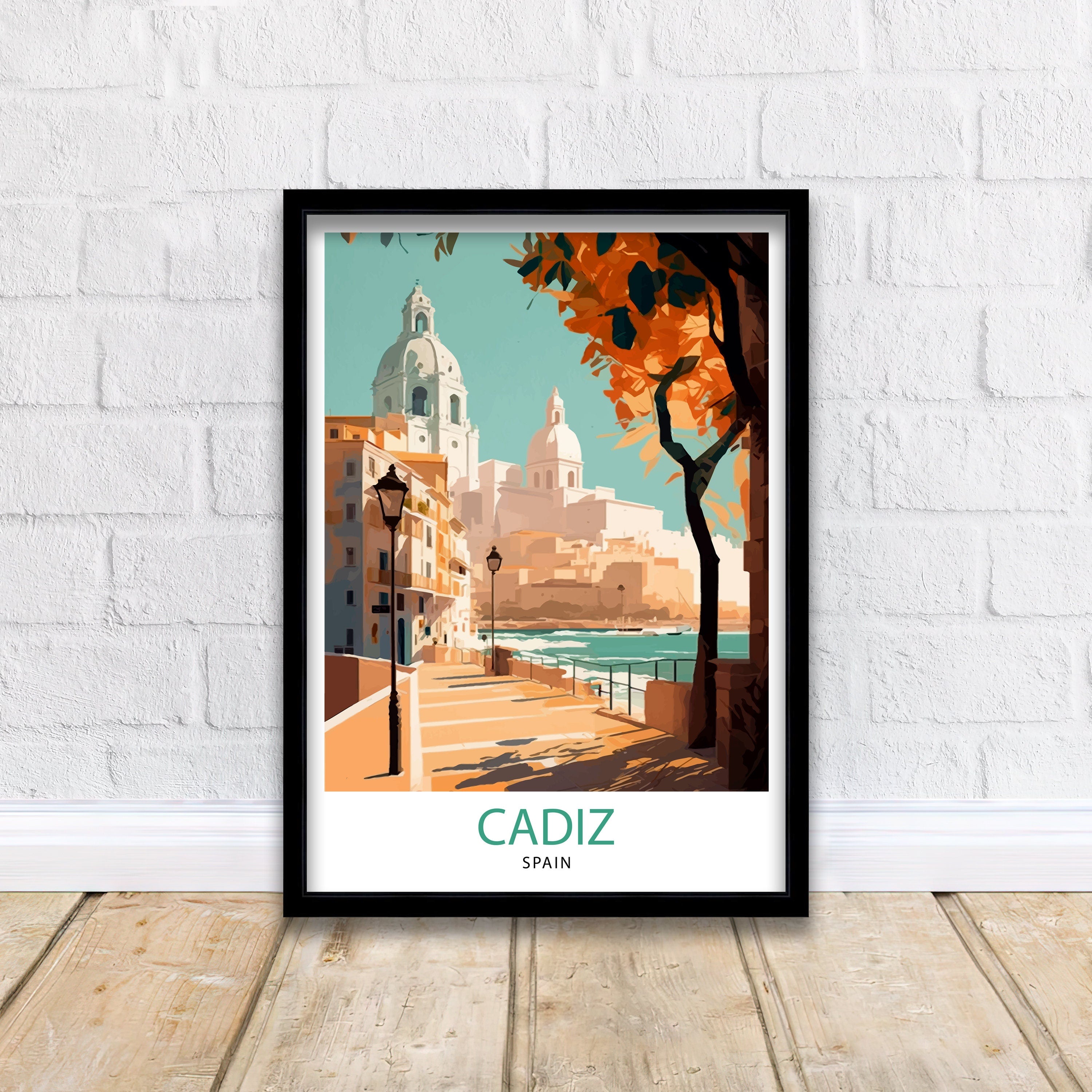 Cadiz Spain Travel Print Cadiz Wall Decor Cadiz Home Living Decor Cadiz Illustration Travel Poster Gift for Cadiz Spain Home Decor