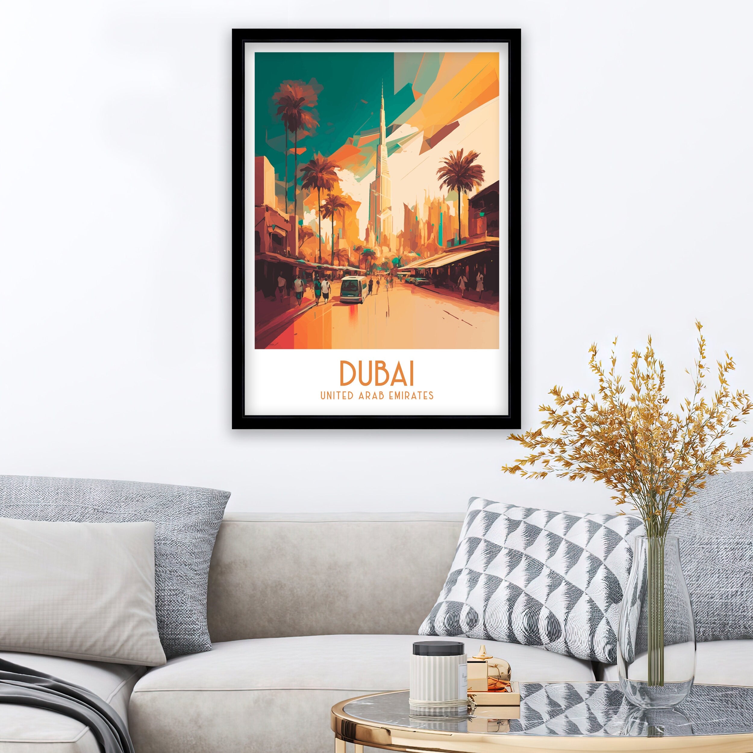 Dubai Travel Poster | Modern Skyline Art Print