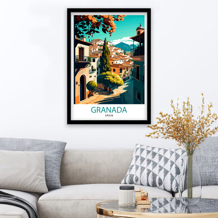 Granada Spain Travel Poster Granada Wall Art Spain Travel Poster Granada Home Decor Granada Spain Illustration Travel Posters