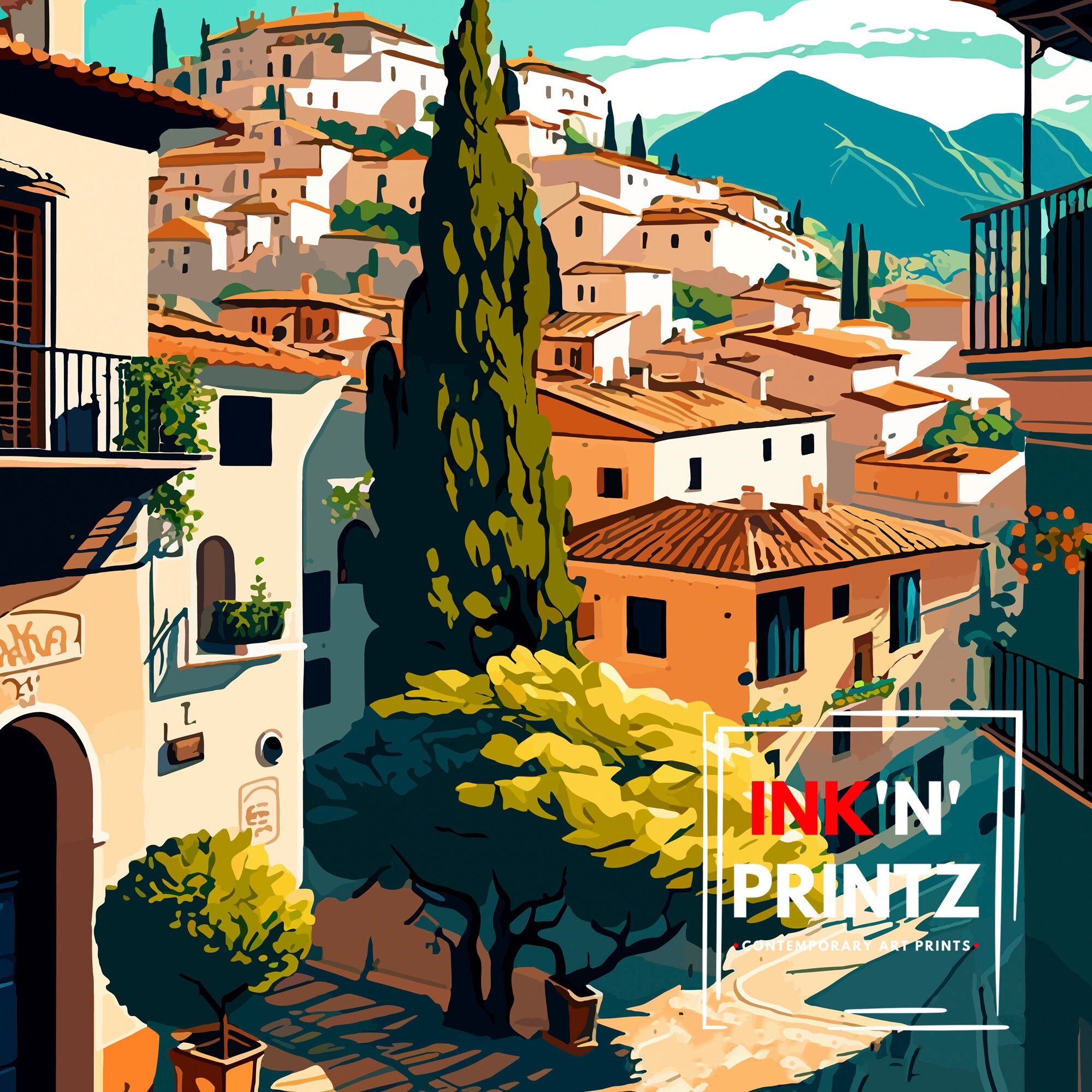Granada Spain Travel Print Granada Wall Art Spain Travel Poster Granada Home Decor Granada Spain Illustration Travel Prints