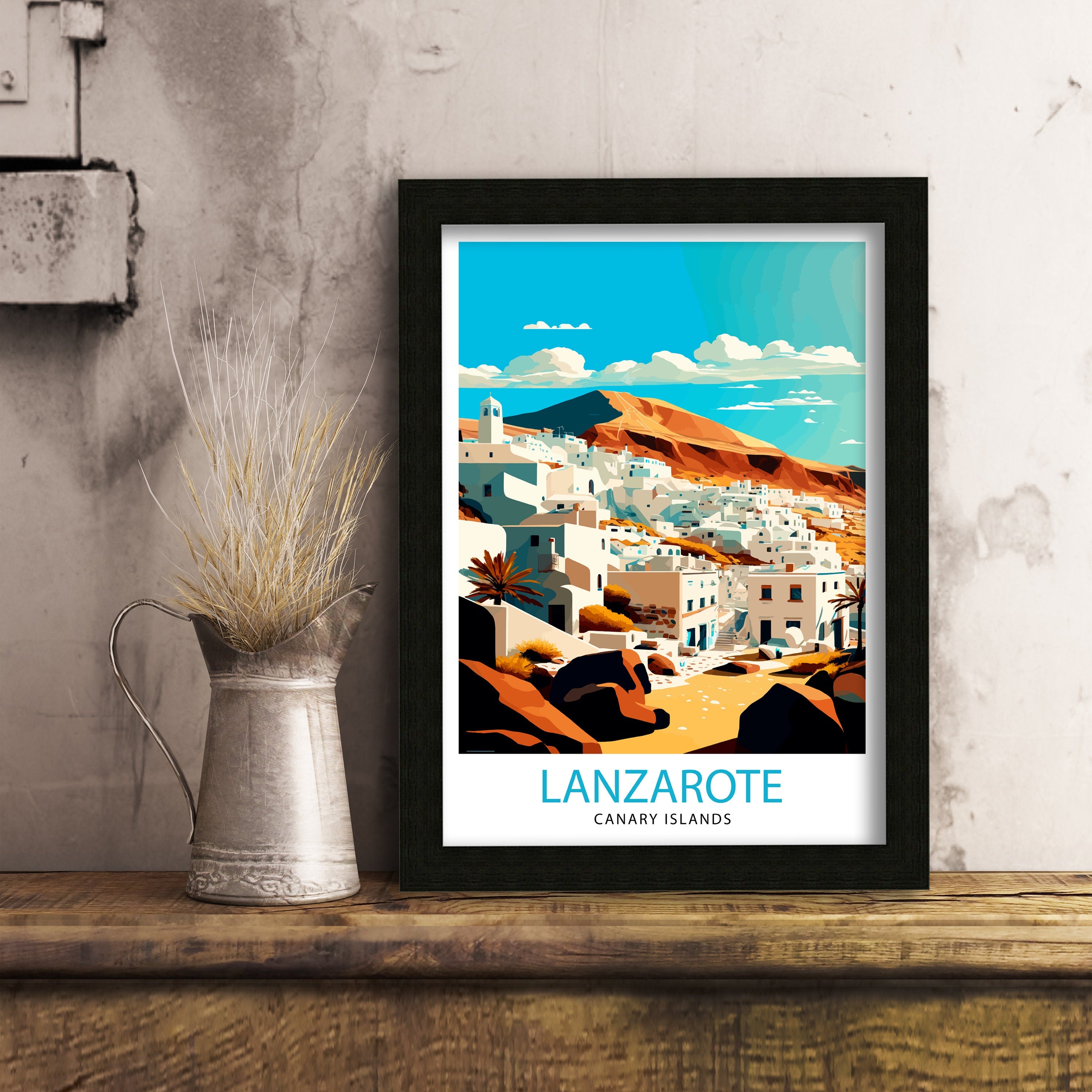 Lanzarote Spain Travel Print, Volcanic Island Art