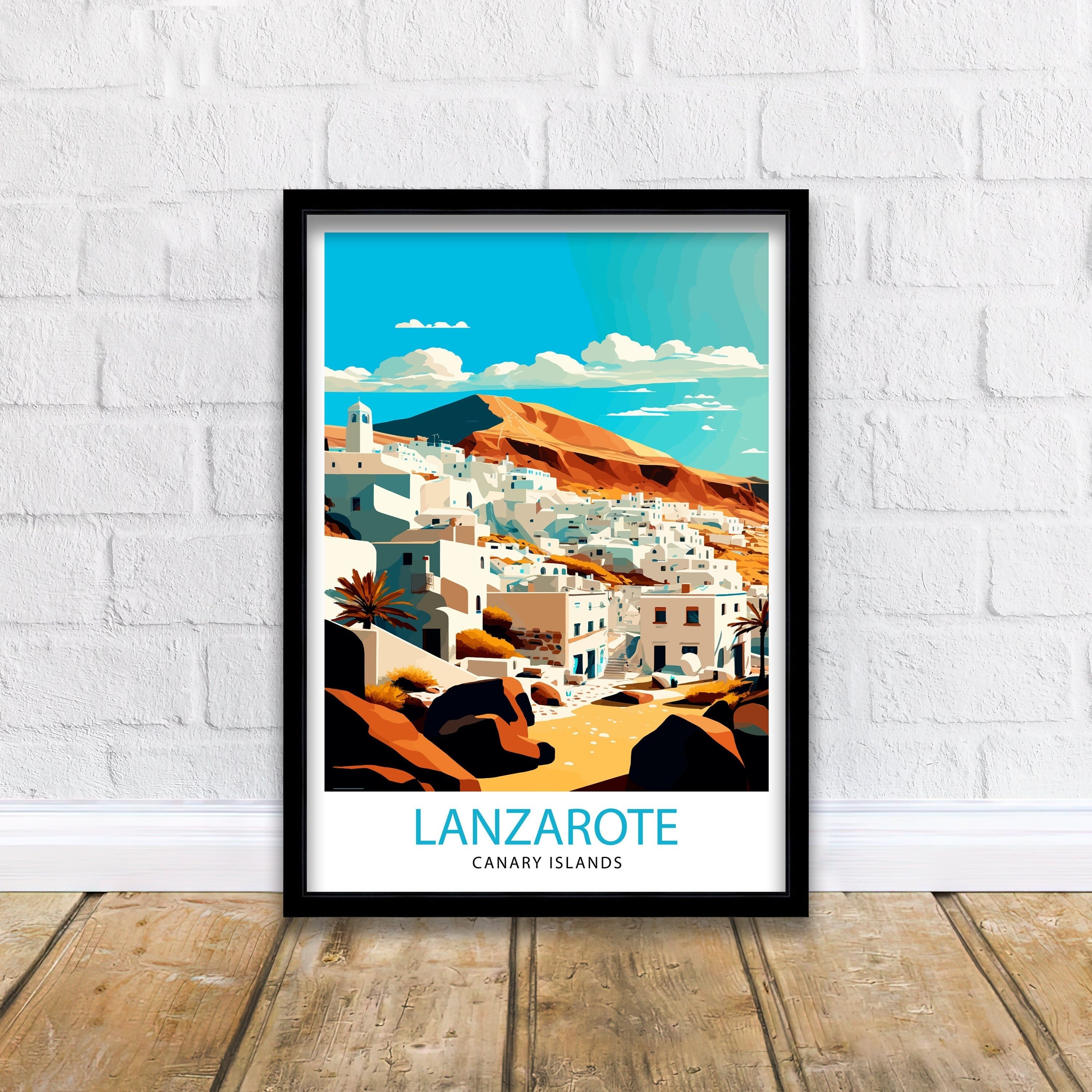 Lanzarote Spain Travel Print, Volcanic Island Art