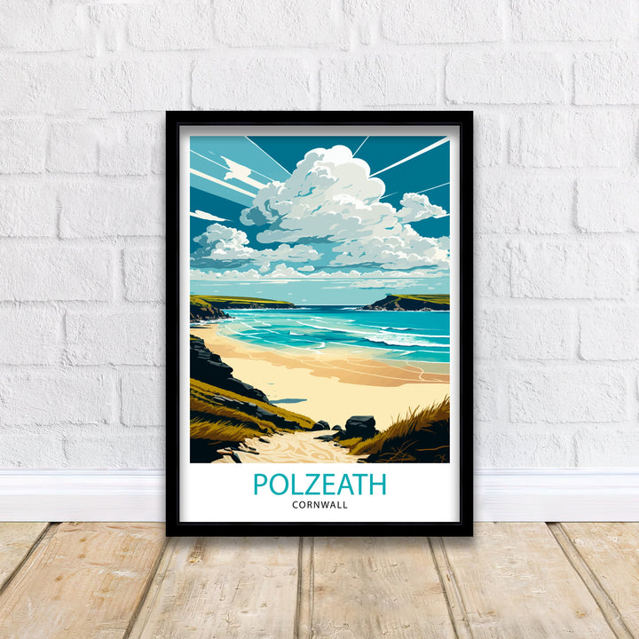 Polzeath Travel Poster Polzeath Wall Art Polzeath Illustration Polzeath Poster Cornwall Travel Poster Cornwall