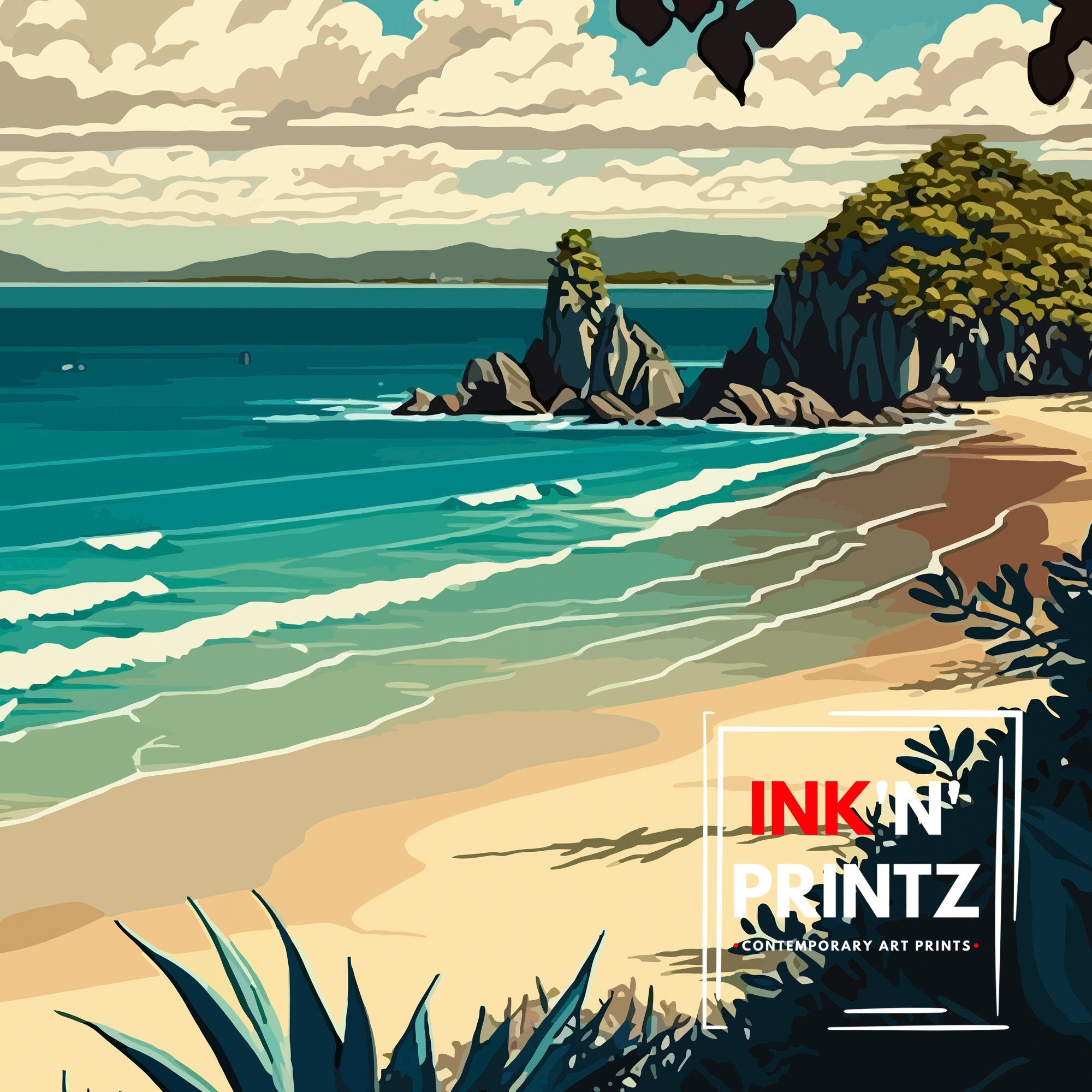 Byron Bay Australia Travel Poster, Coastal Beach Print