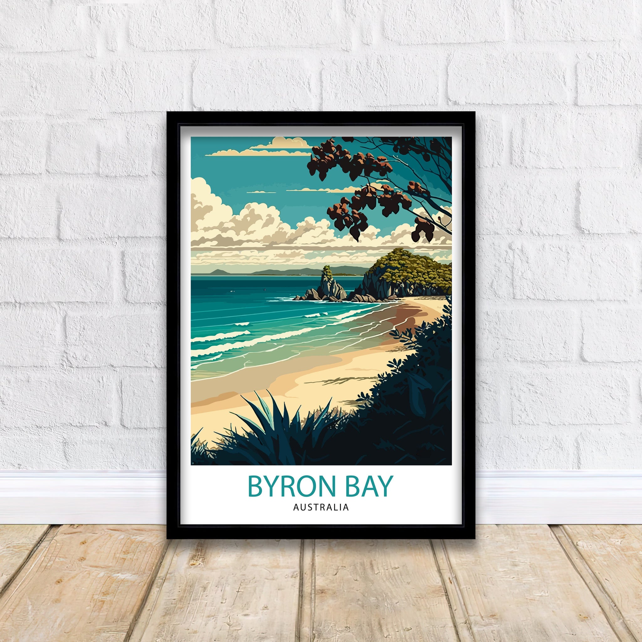Byron Bay Australia Travel Poster, Coastal Beach Print