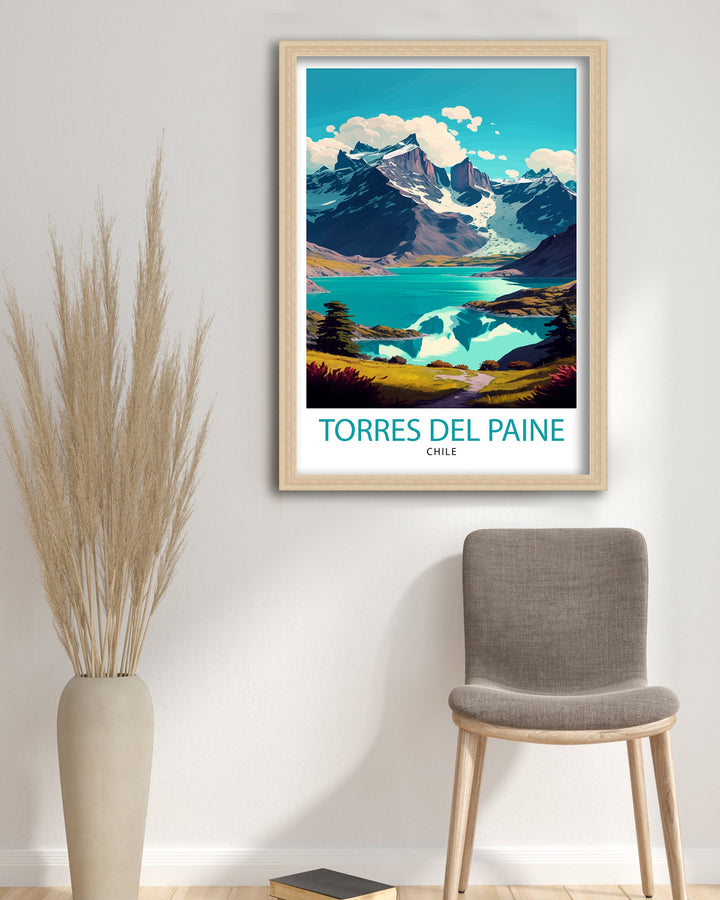 Torres del Paine Chile Trave Poster Wall Art Home Decor Travel Poster Gift for Travelers Chilean Landscape National Park Poster