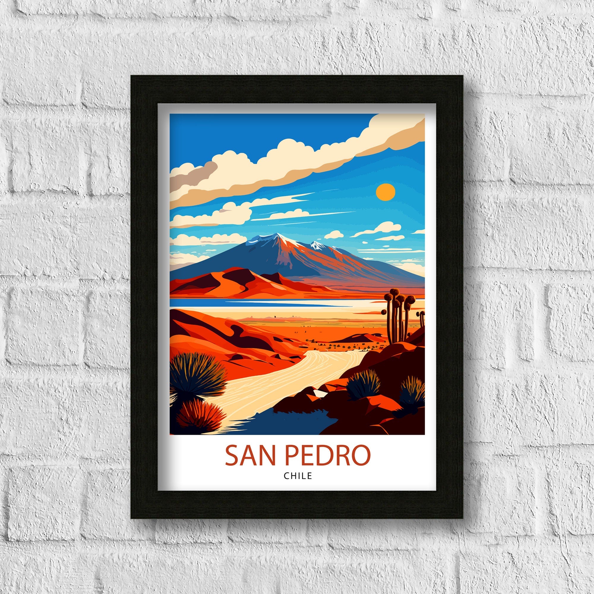 San Pedro Chile Travel Poster | Desert Illustration Art Print