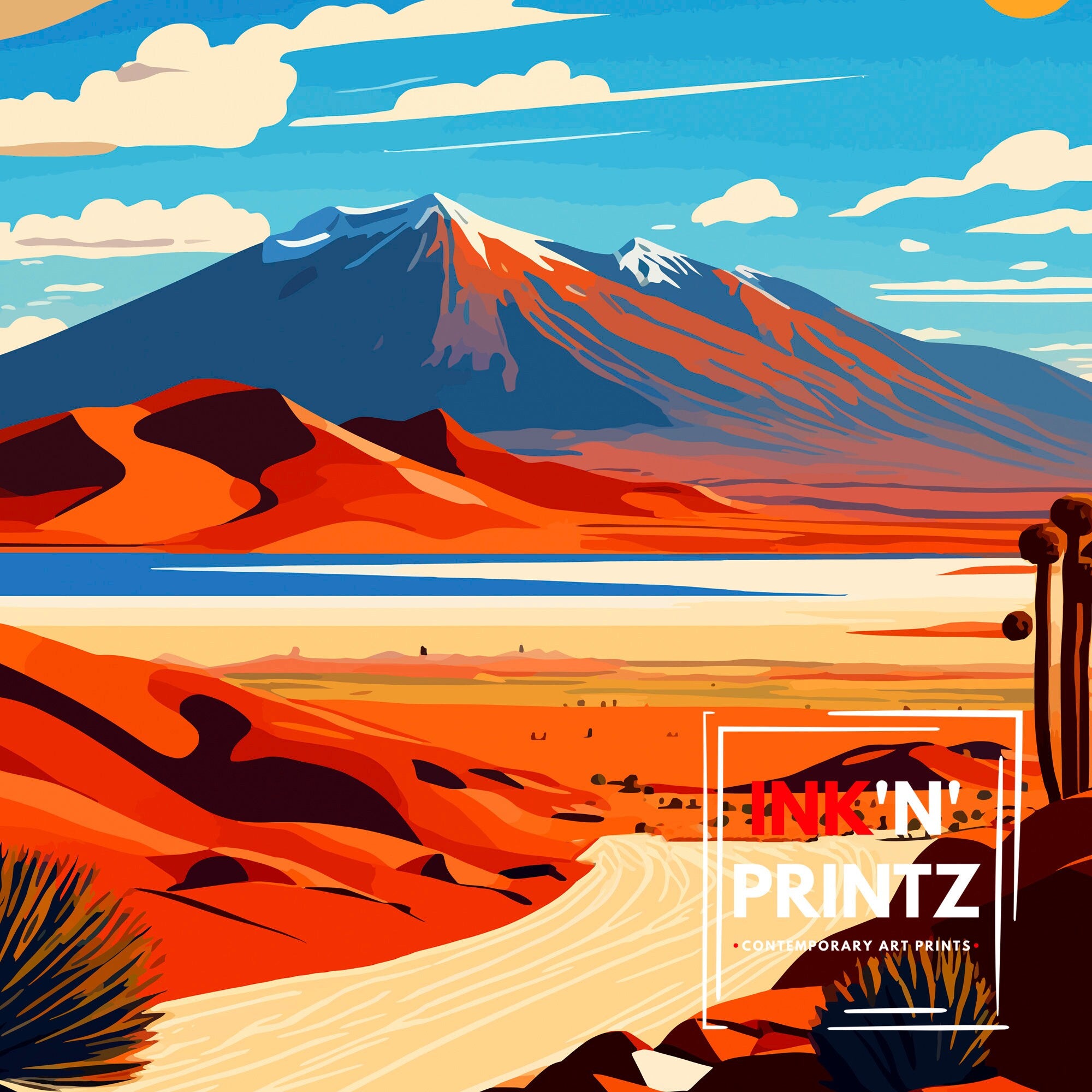 San Pedro Chile Travel Poster | Desert Illustration Art Print