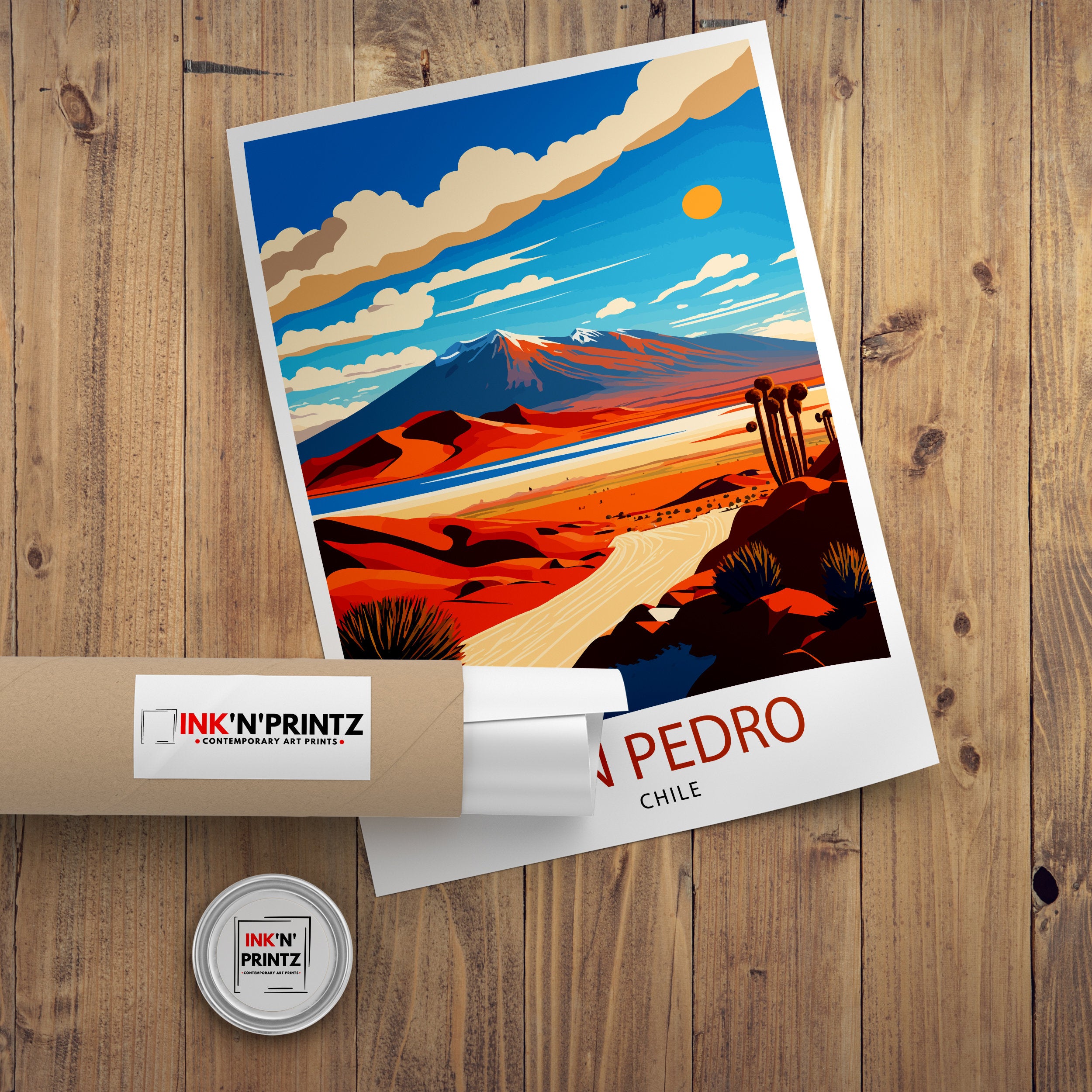San Pedro Chile Travel Poster | Desert Illustration Art Print