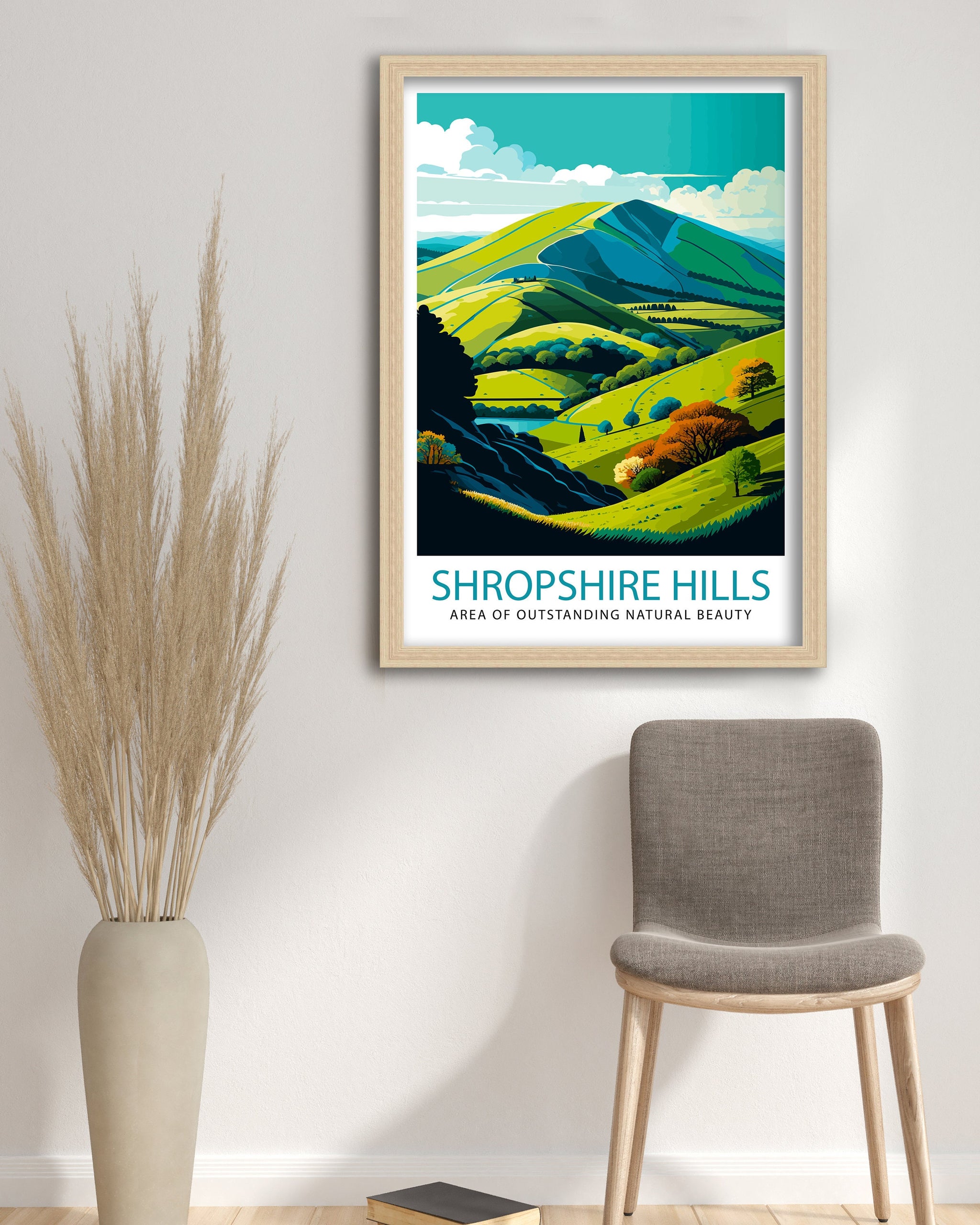 Shropshire Hills Travel Poster, UK Landscape Art Print