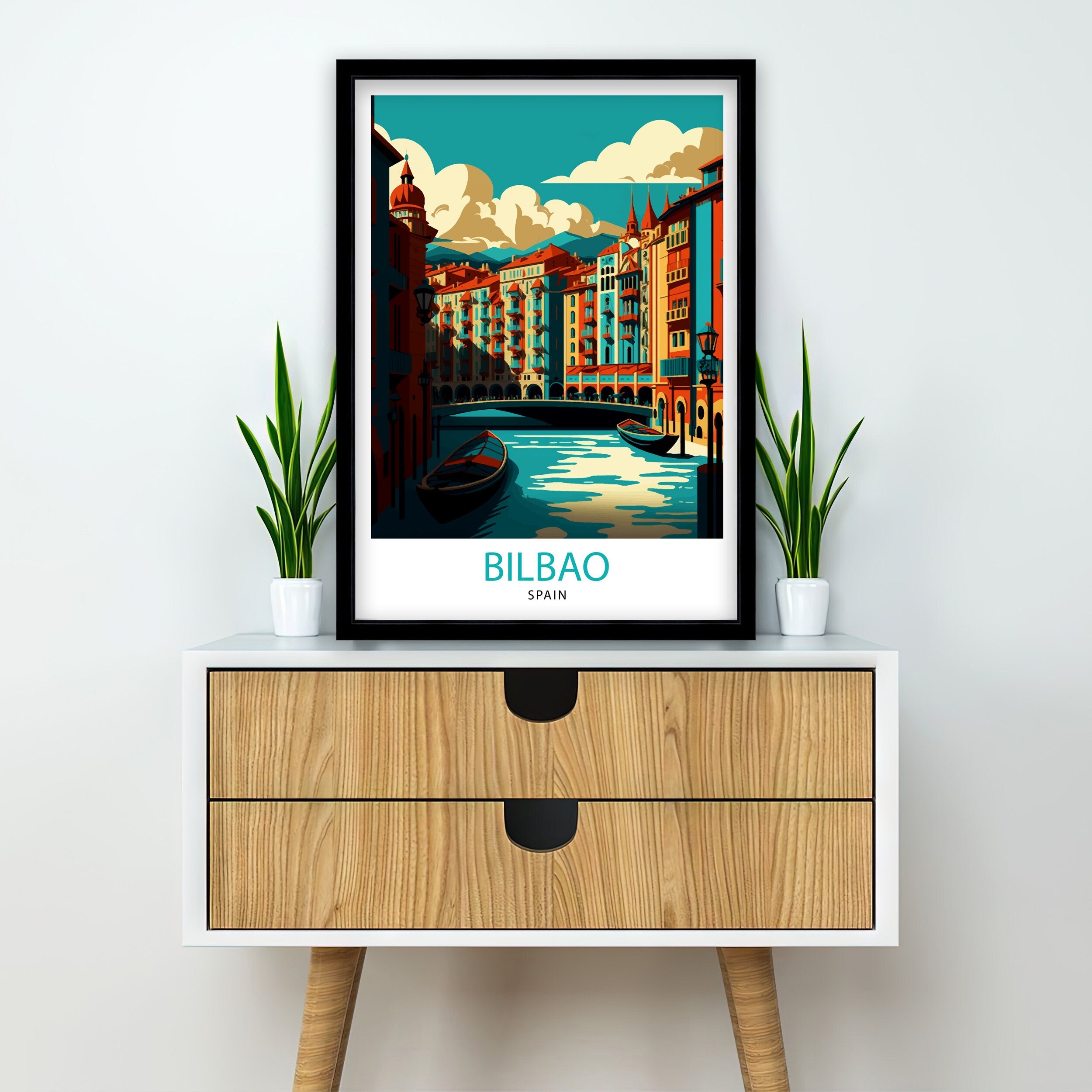 Bilbao Spain Travel Print, Guggenheim Museum Illustration