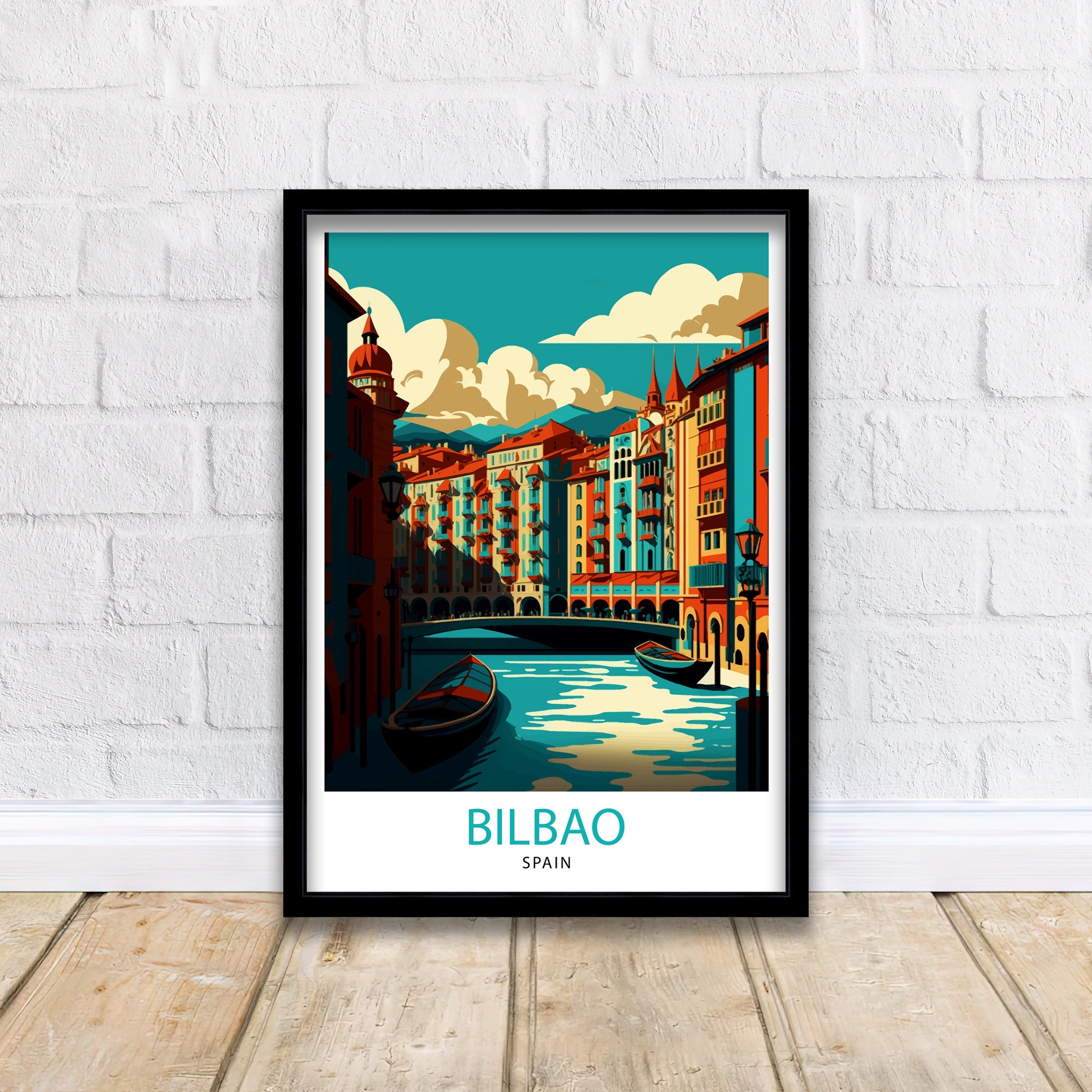 Bilbao Spain Travel Print, Guggenheim Museum Illustration