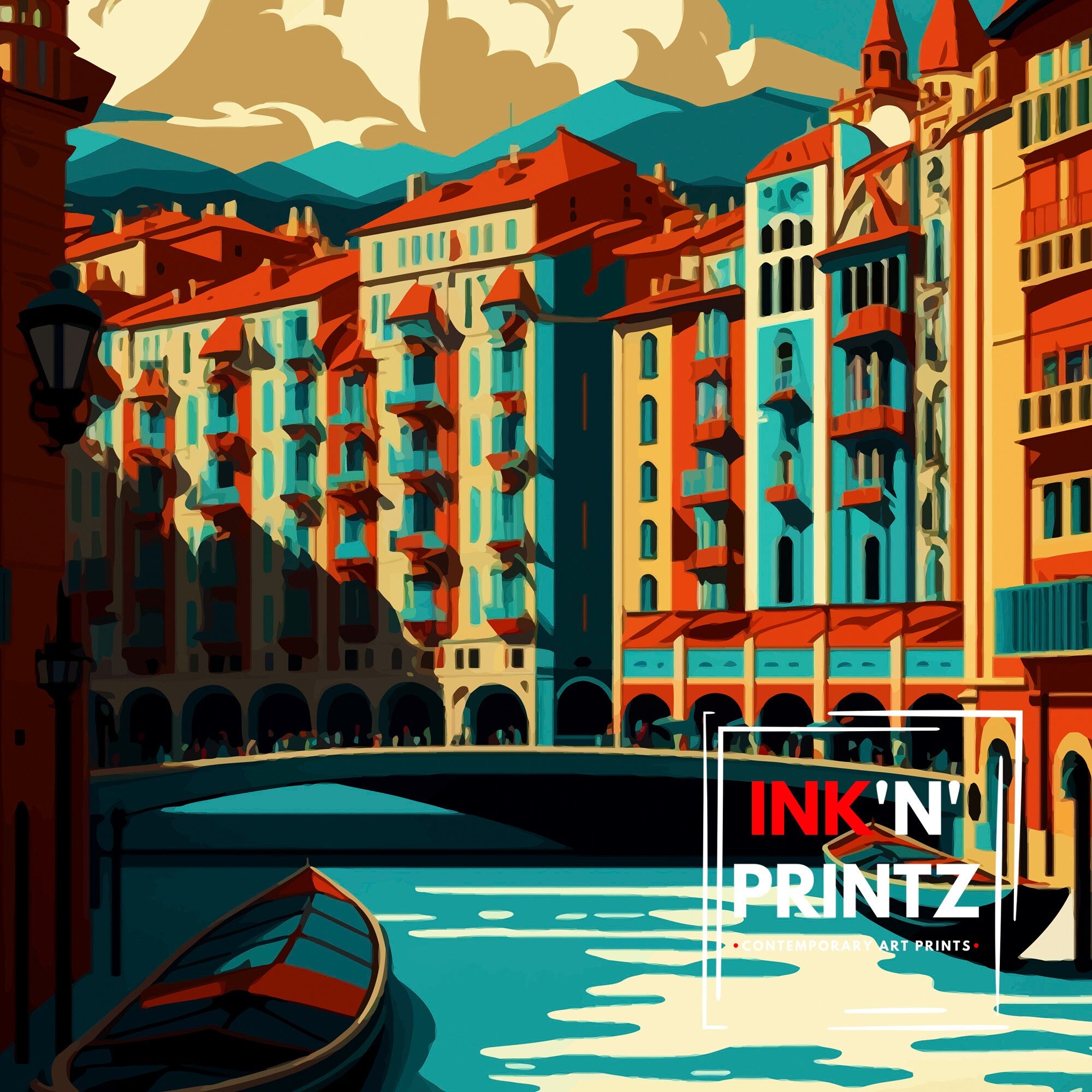 Bilbao Spain Travel Print, Guggenheim Museum Illustration