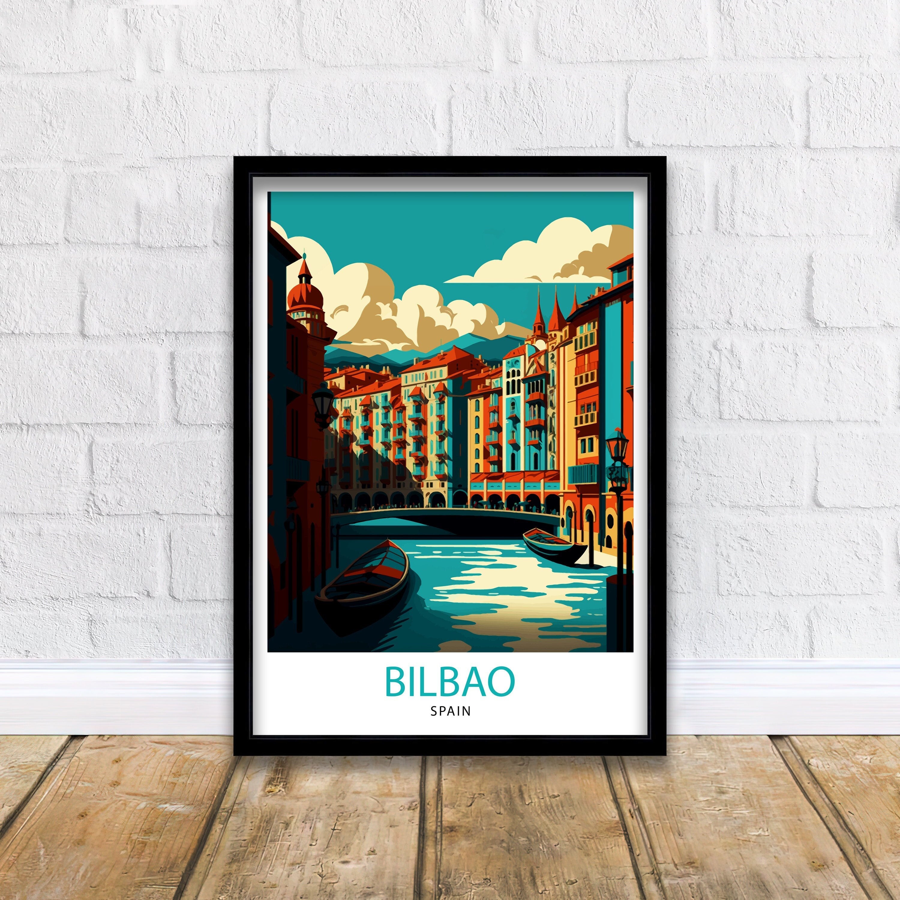 Bilbao Spain Travel Print, Guggenheim Museum Illustration