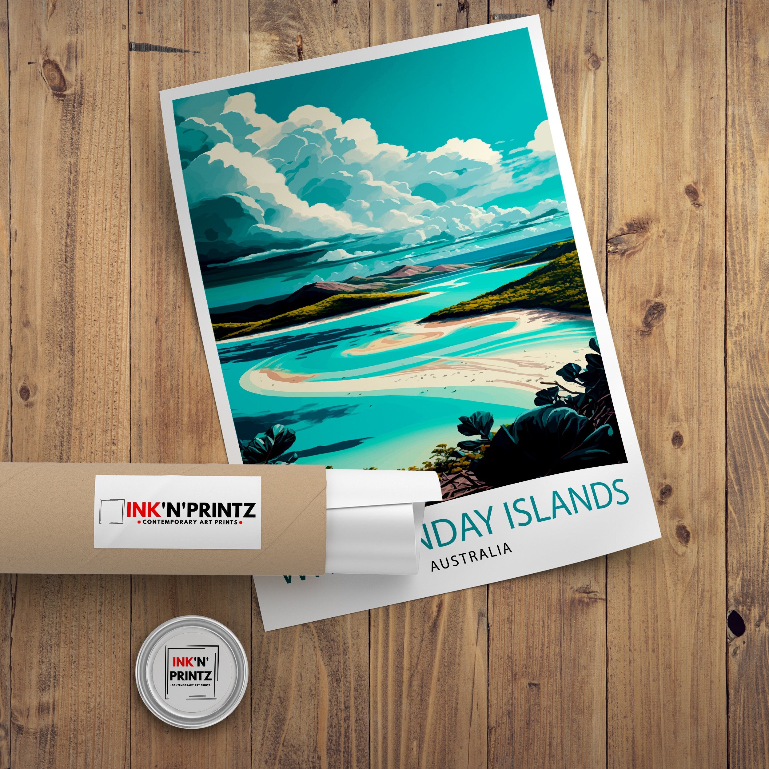 Whitsunday Islands Print, Australia Travel Poster