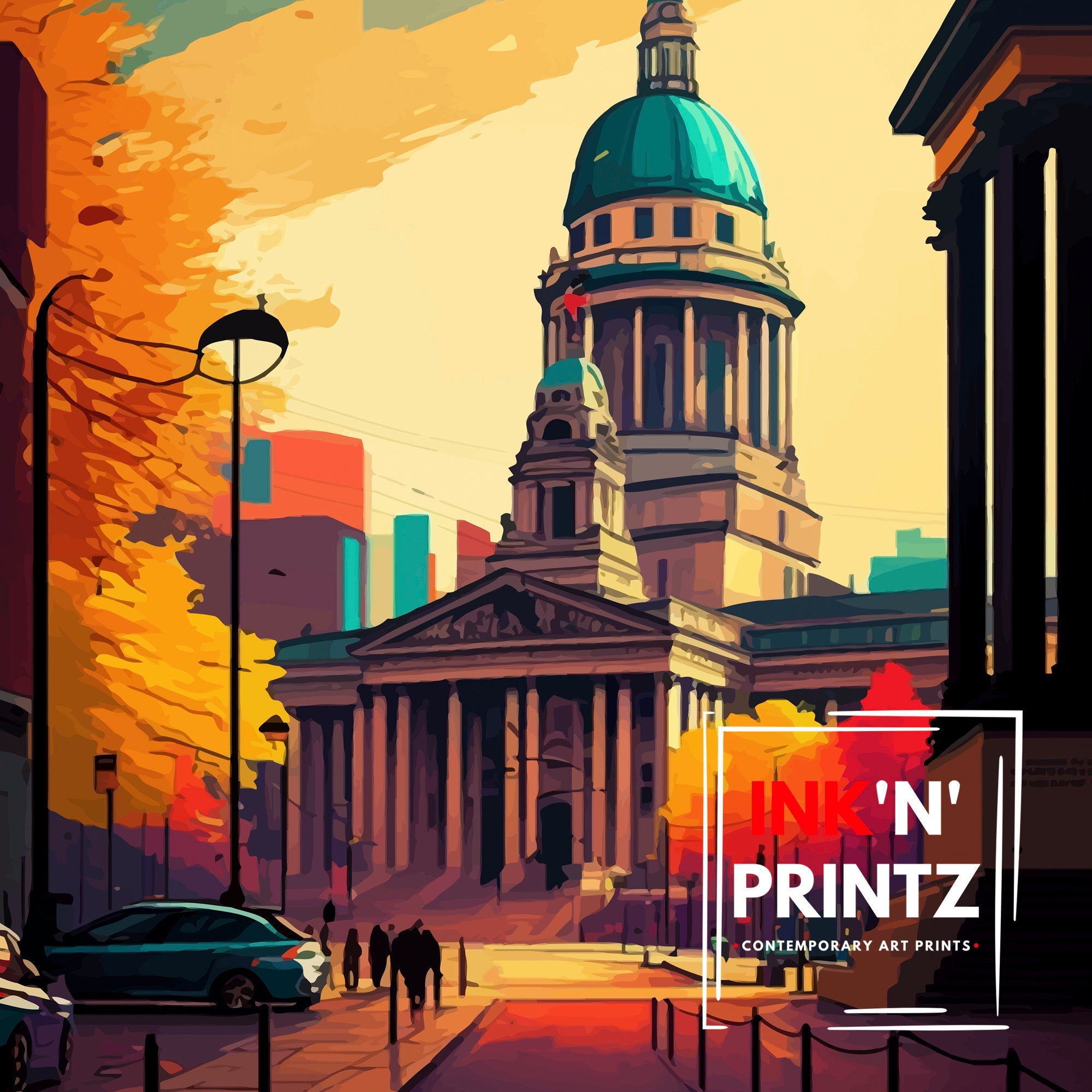 Birmingham England Travel Print Birmingham Wall Art Birmingham Cityscape UK Travel Poster England Home Decor Birmingham Skyline