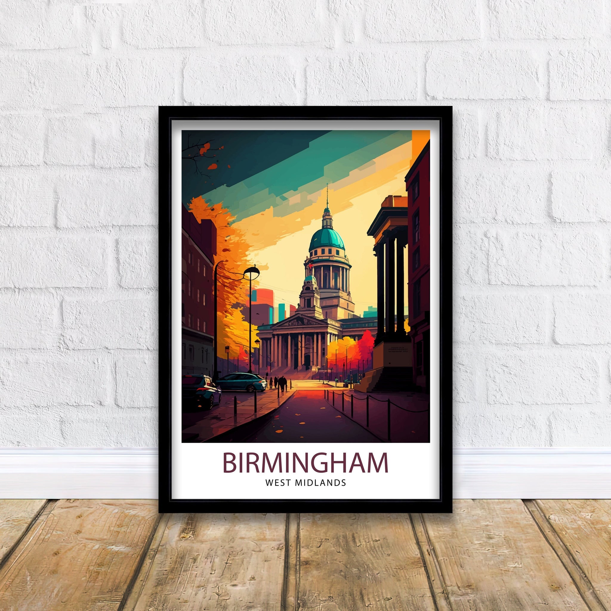 Birmingham England Travel Print Birmingham Wall Art Birmingham Cityscape UK Travel Poster England Home Decor Birmingham Skyline