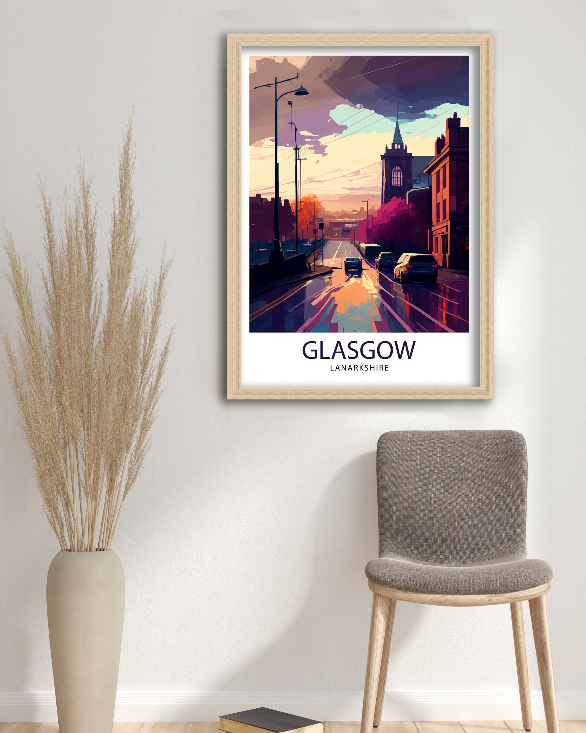 Glasgow Travel Print Glasgow Wall Art, Scotland Travel Poster Glasgow Illustration Glasgow Gift Glasgow Home Decor
