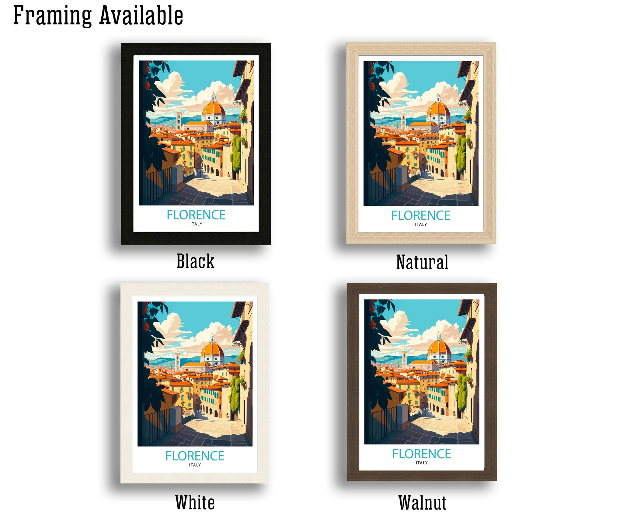Florence Italy Travel Poster: Cityscape Art Print