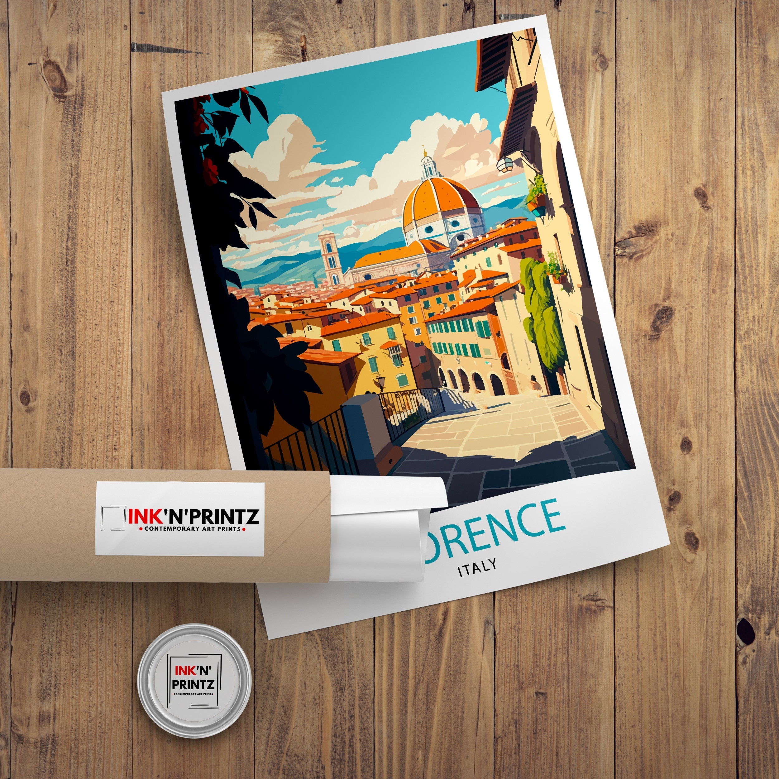 Florence Italy Travel Poster: Cityscape Art Print
