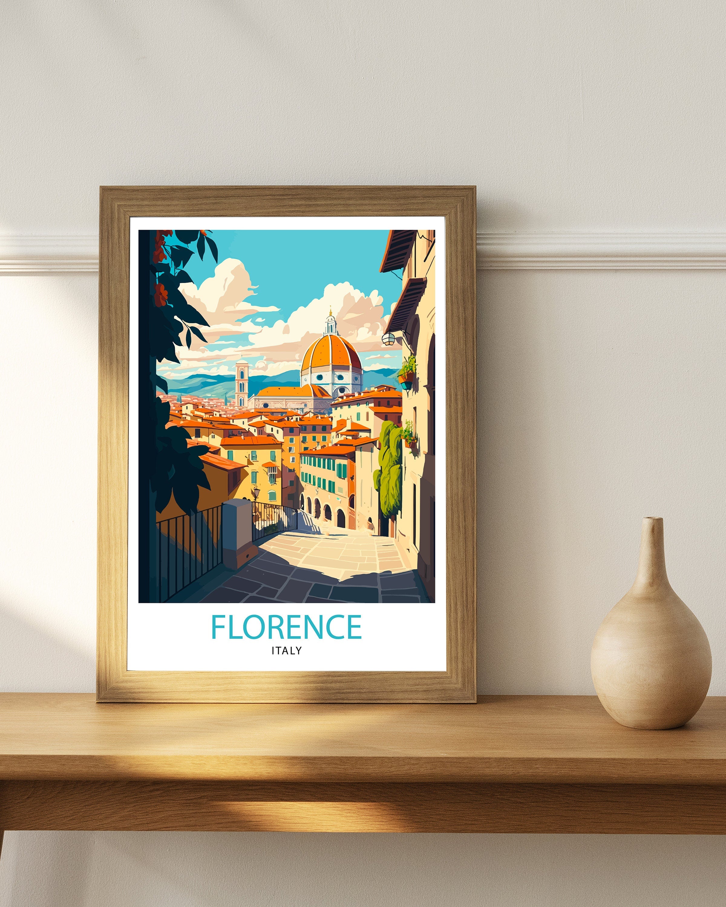 Florence Italy Travel Poster: Cityscape Art Print