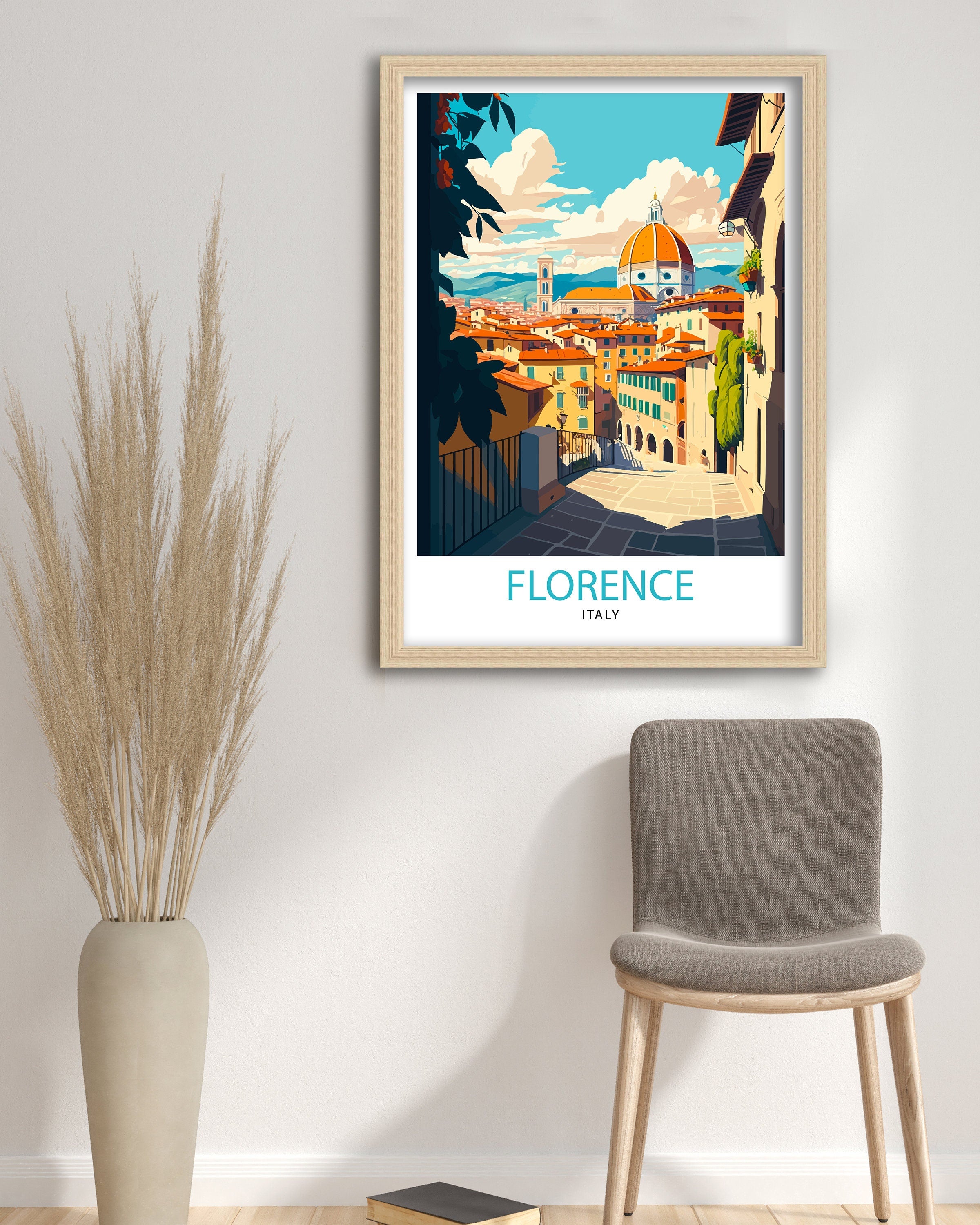 Florence Italy Travel Poster: Cityscape Art Print