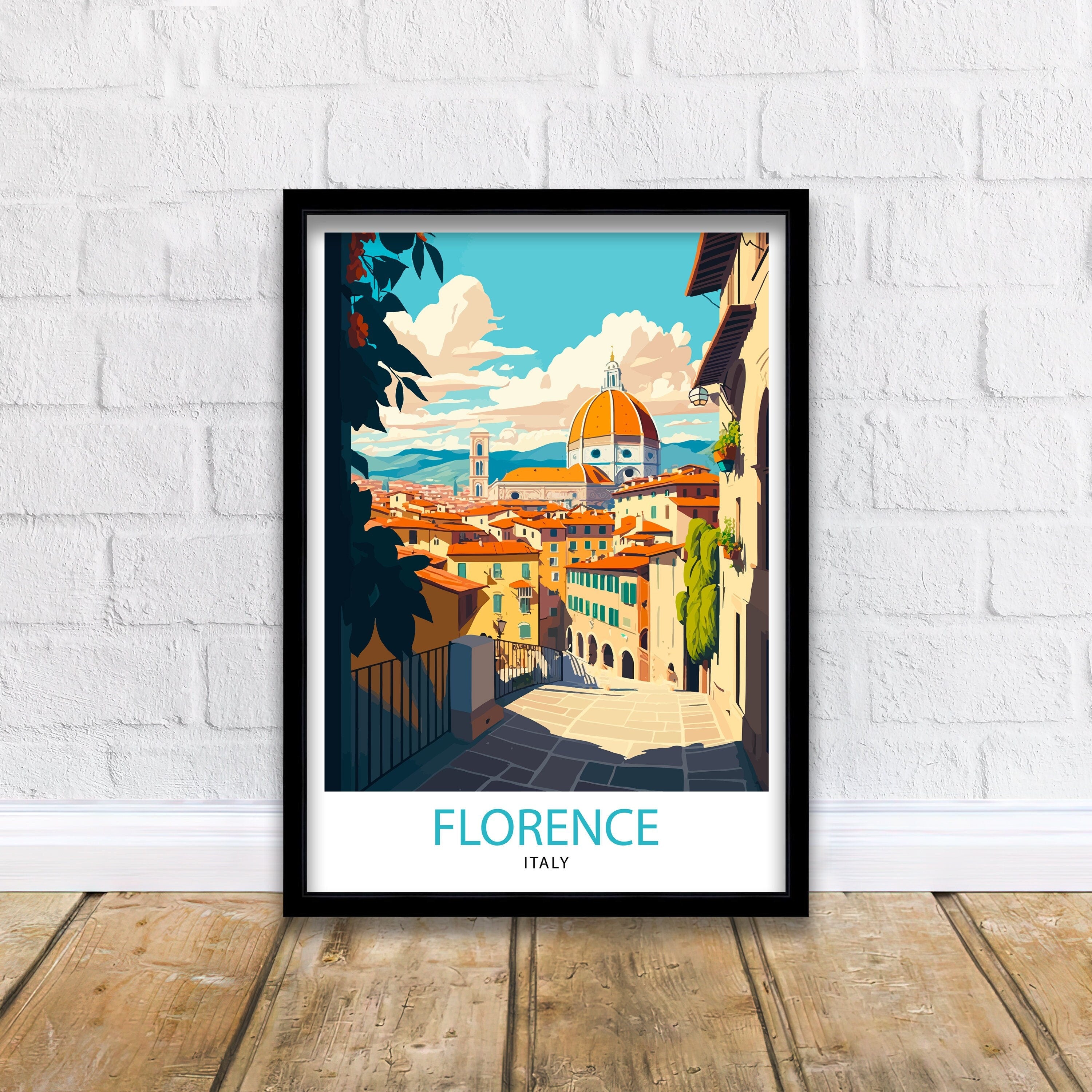 Florence Italy Travel Poster: Cityscape Art Print