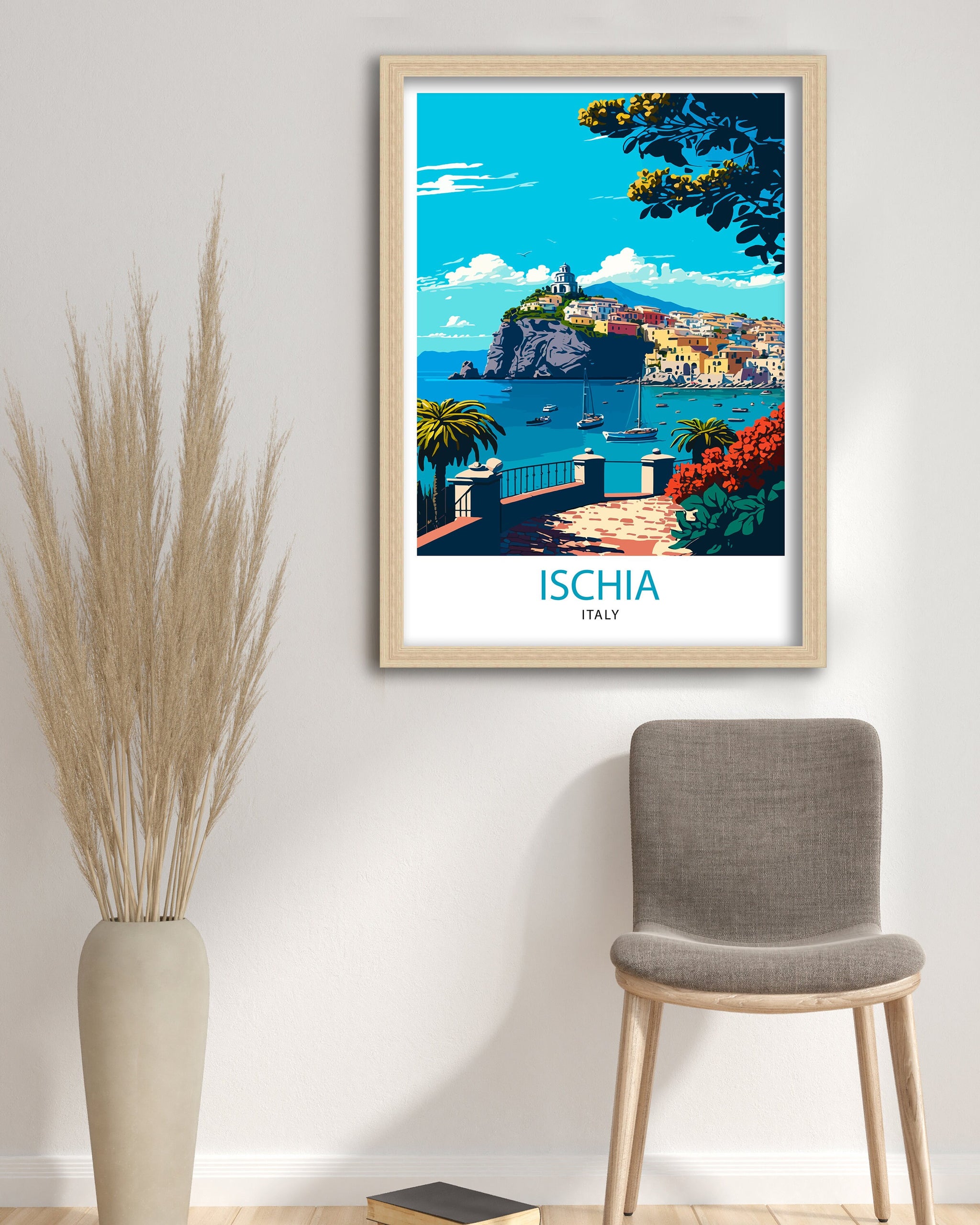 Ischia Italy Travel Poster, Island Illustration Print