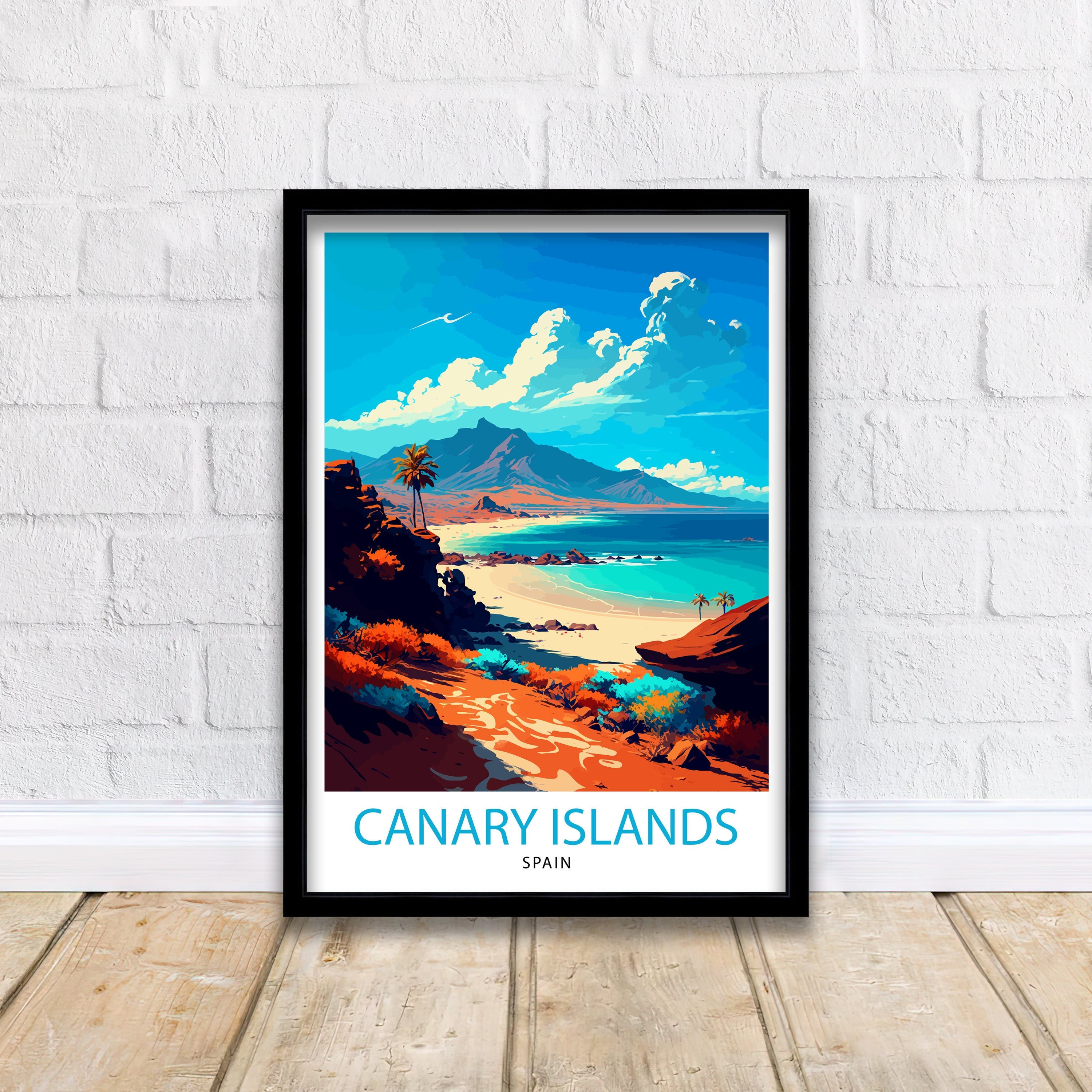 Canary Islands Travel Print Wall Art Decor Canary Islands Illustration Travel Poster Canary Islands Gift Home Living Decor, Spain Travel