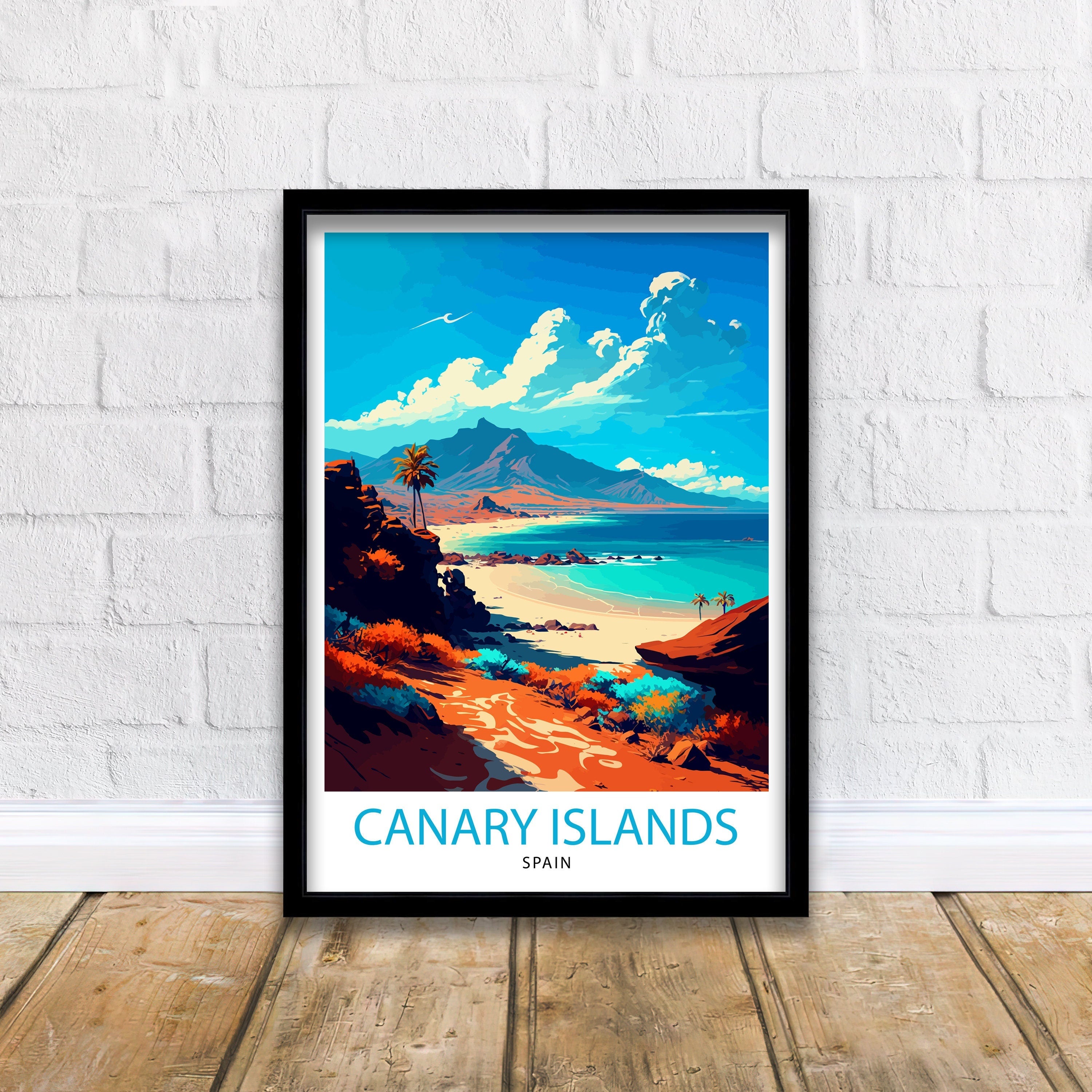 Canary Islands Travel Print Wall Art Decor Canary Islands Illustration Travel Poster Canary Islands Gift Home Living Decor, Spain Travel