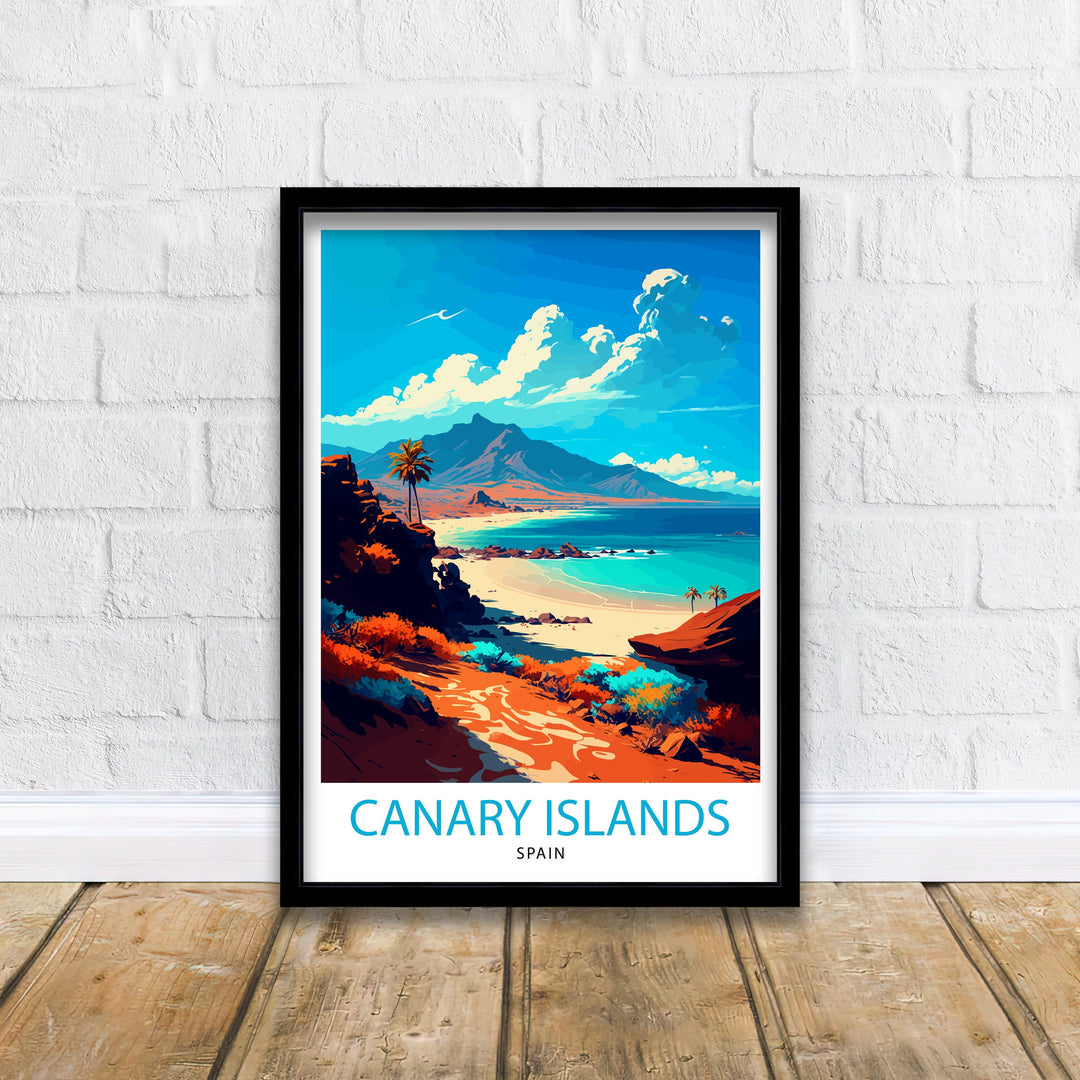 Canary Islands Travel Poster Wall Art Decor Canary Islands Illustration Travel Poster Canary Islands Gift Home Living Decor, Spain Travel