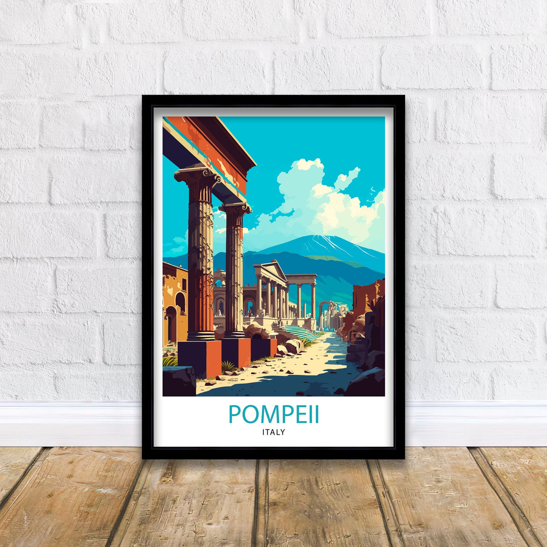 Pompeii Italy Travel Poster Pompeii