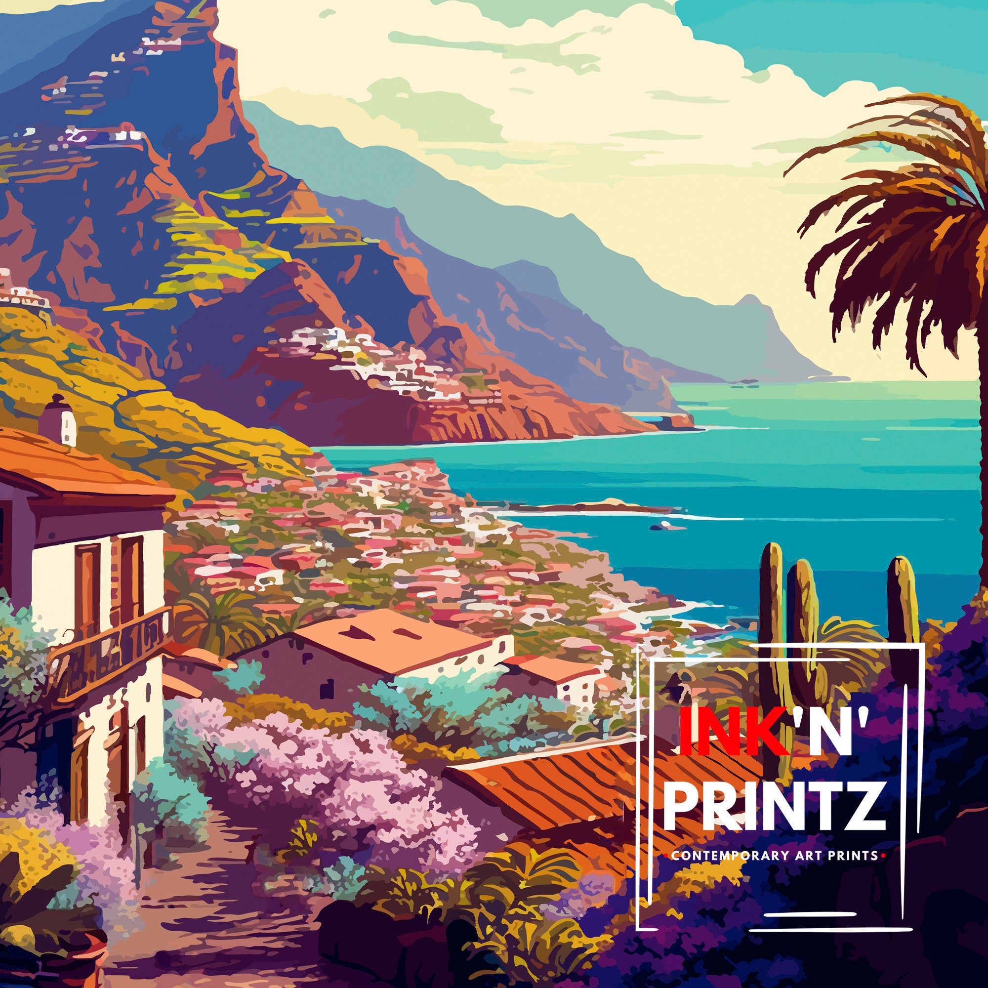 La Gomera Spain Travel Print La Gomera Wall Art Spain Illustration Travel Poster Gift For Spain Lovers Spain Home Decor