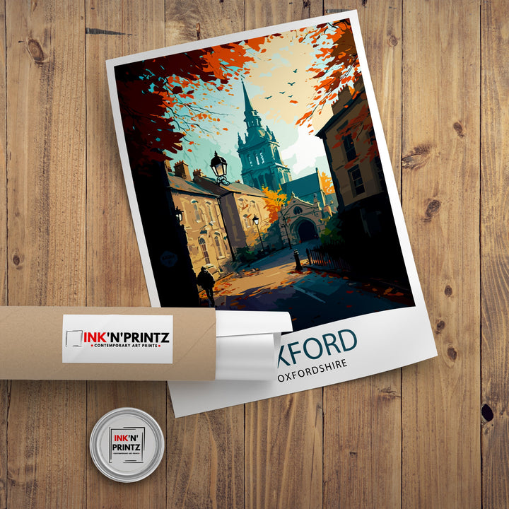 Oxford UK Travel Poster Oxford Wall Art Oxford Illustration England Travel Poster Oxfordshire Gift Oxford Home Decor