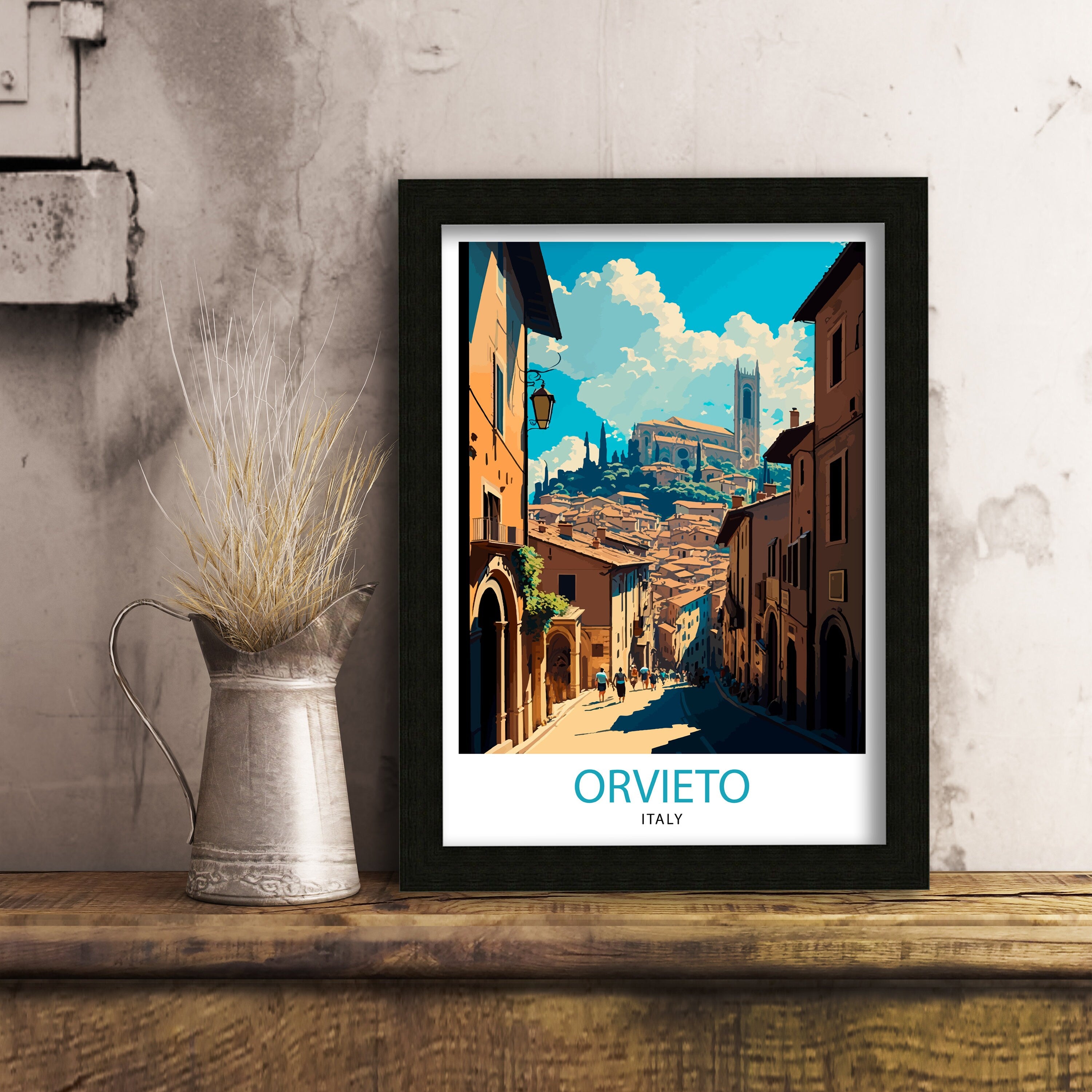 Orvieto Italy Cityscape Art Print, Italy Travel Poster