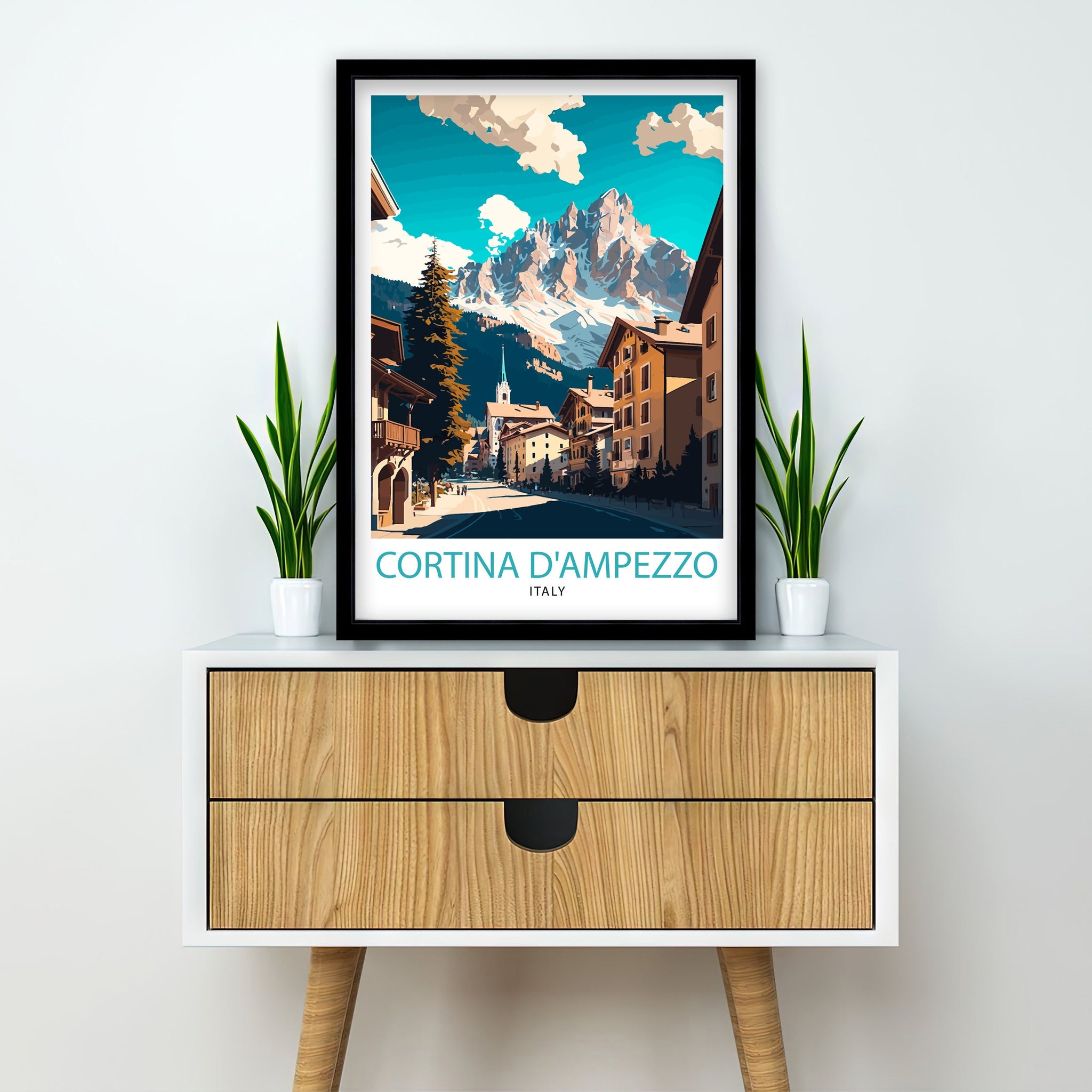 Cortina D'Ampezzo Italy Travel Poster, Matt Print