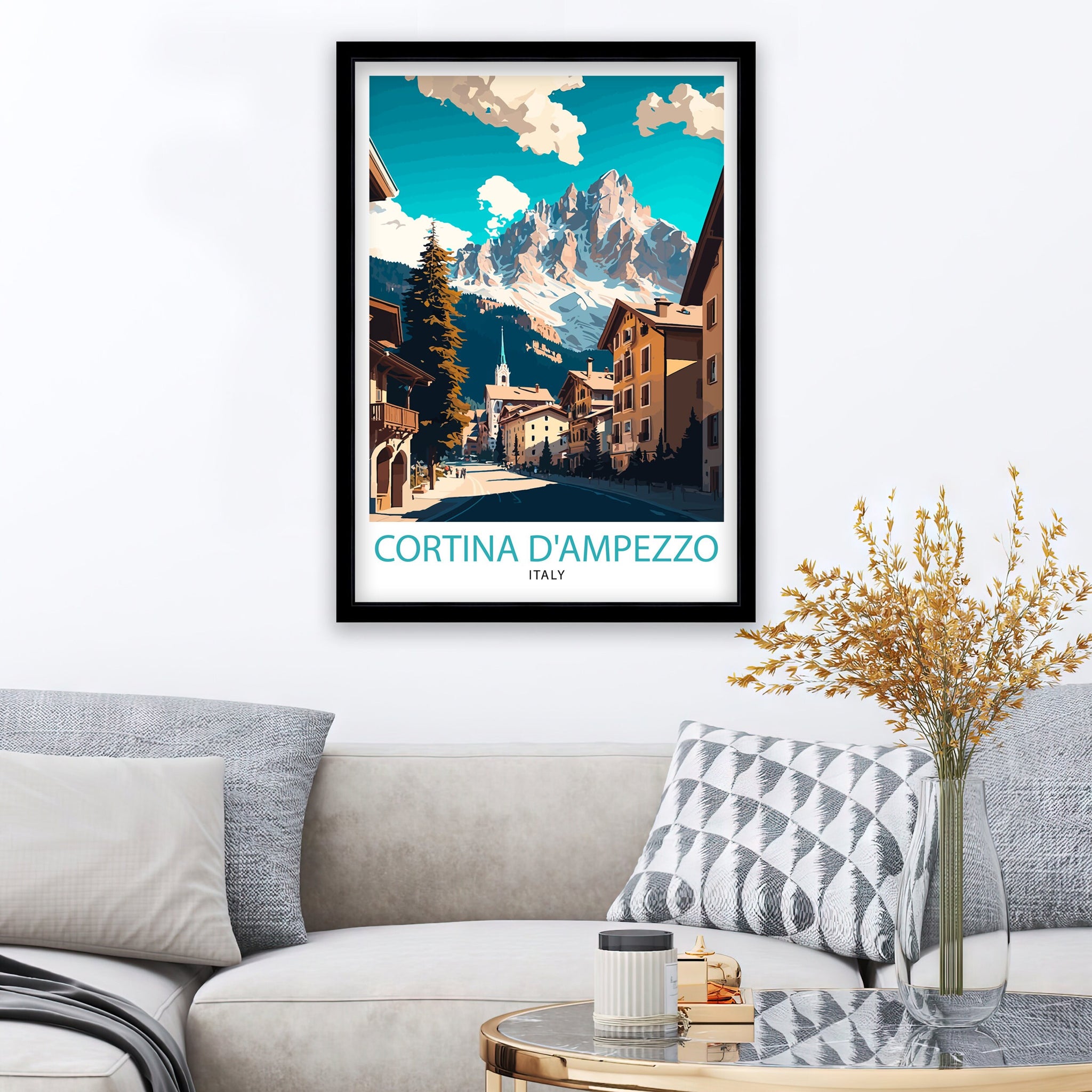 Cortina D'Ampezzo Italy Travel Poster, Matt Print