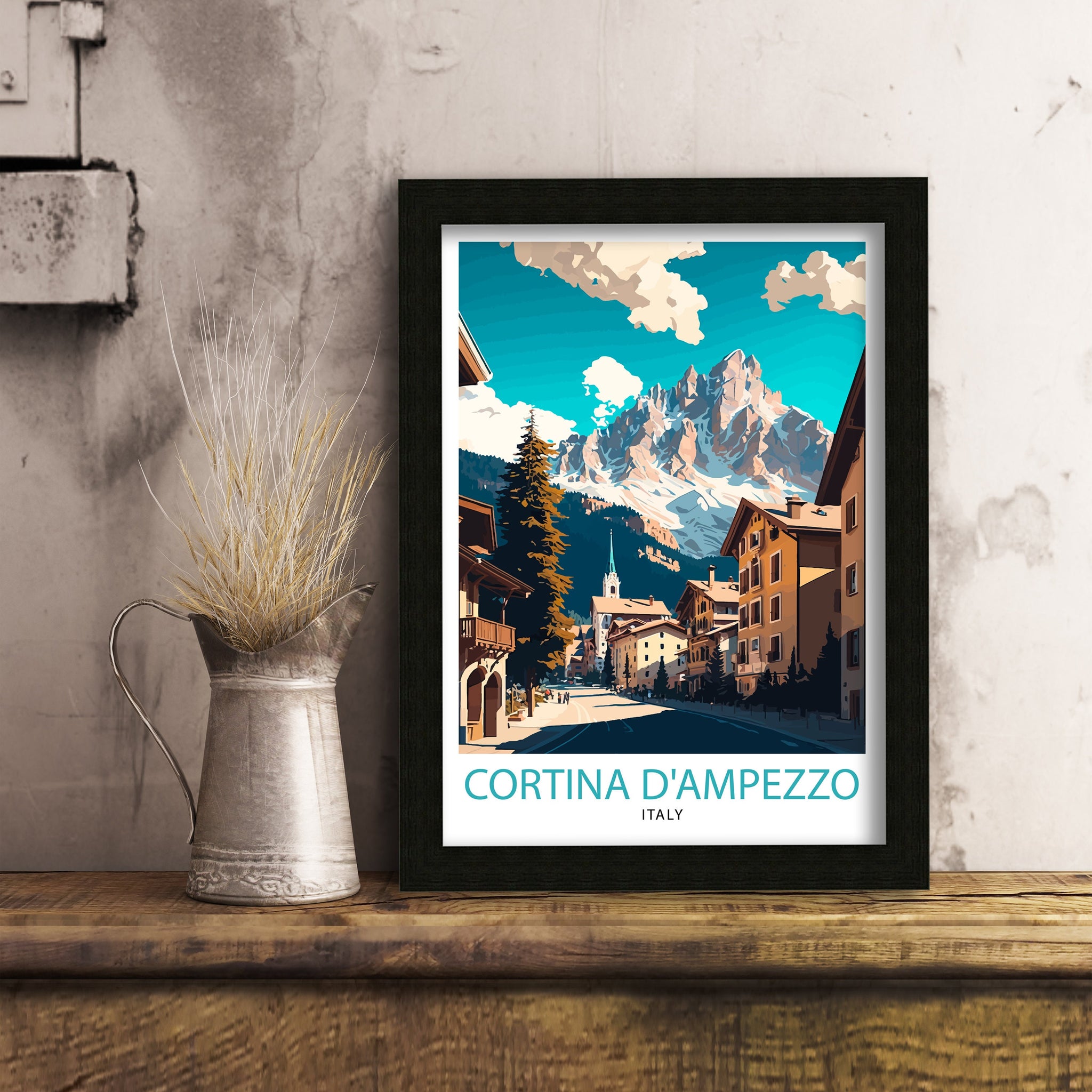 Cortina D'Ampezzo Italy Travel Poster, Matt Print