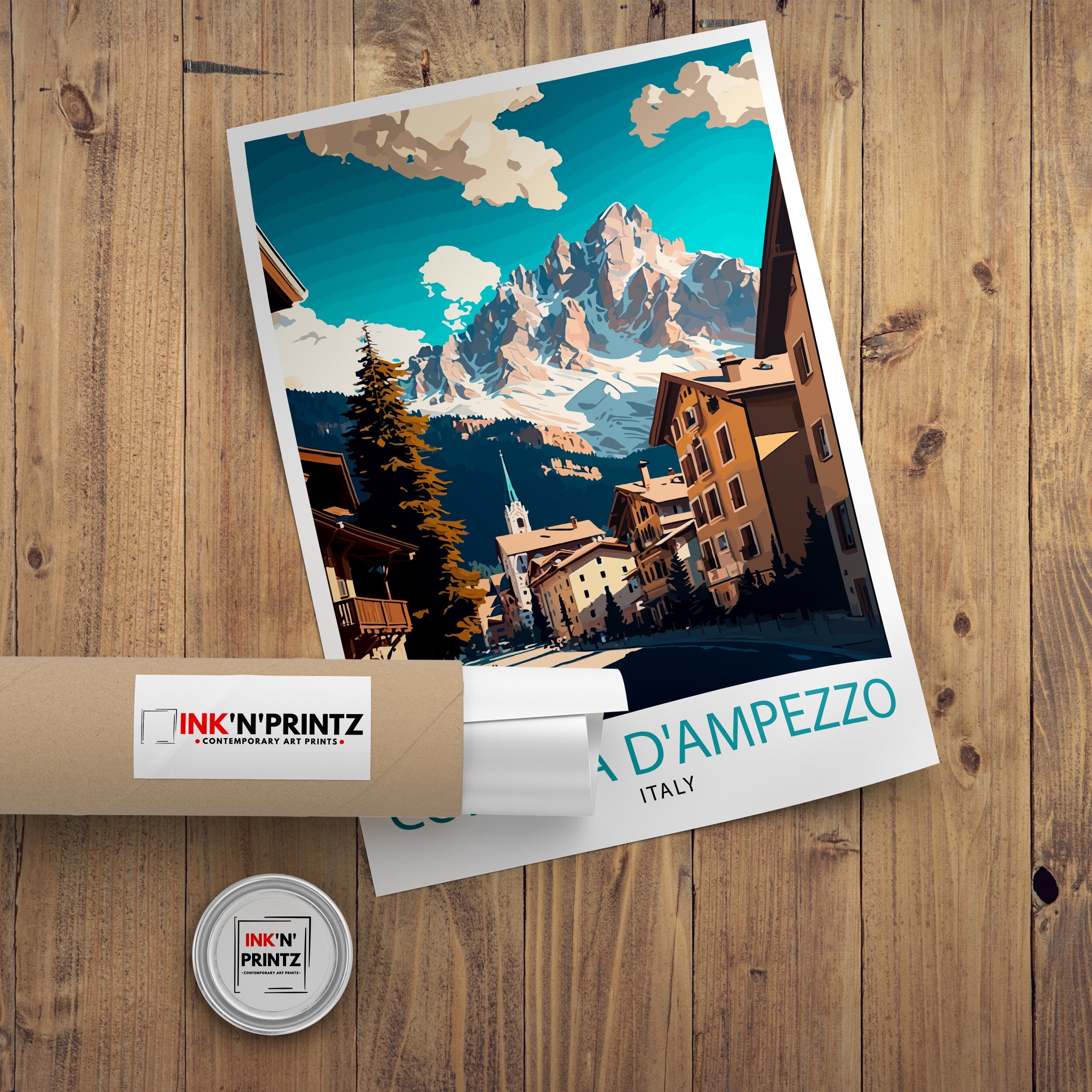 Cortina D'Ampezzo Italy Travel Poster, Matt Print